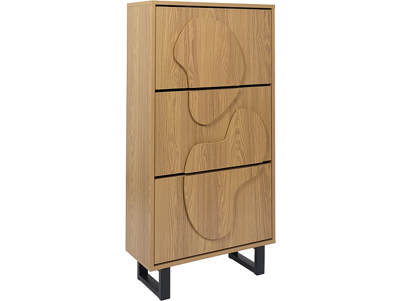 Schuhmöbel HOME DECO FACTORY CALYPSO 12 Paar Schuhe 3 Klappen rotbraun