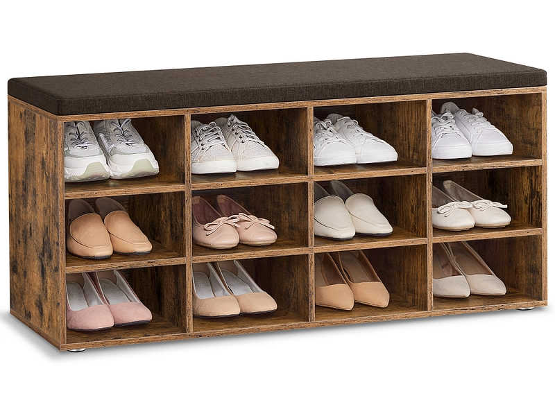 Bank für Schuhe SONGMICS BENCH 12 Paar Schuhe vintage braun