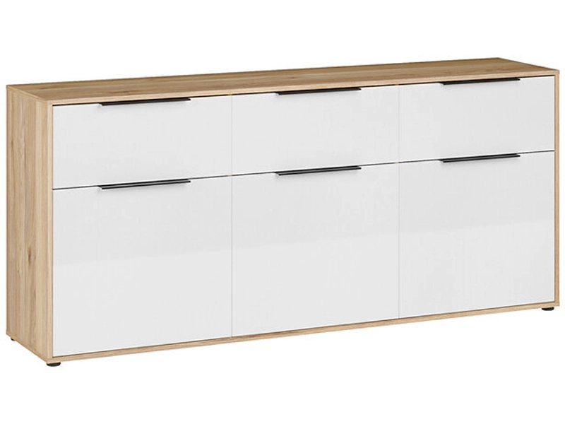 Sideboard ORKNEY 3 Türen 3 Schubladen 41.4x182.6x81.7cm weiss glänzend dekor