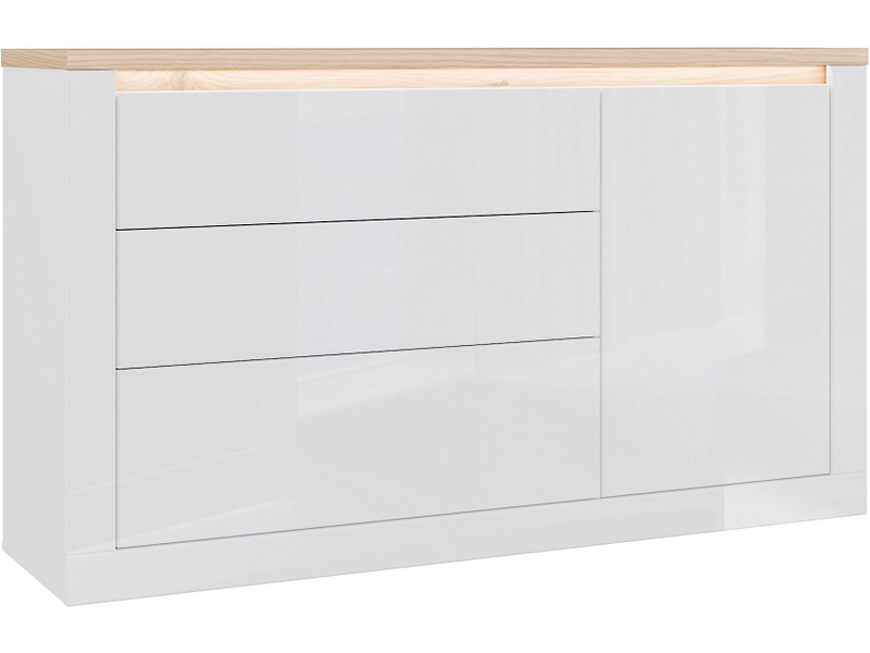Sideboard DURAOAK 1 Tür 3 Schubladen 41.4x155.8x93.5cm weiss glänzend dekor