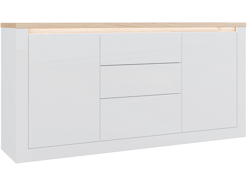 Sideboard DURAOAK 2 Türen 3 Schubladen 41.4x180.5x93.5cm weiss glänzend dekor