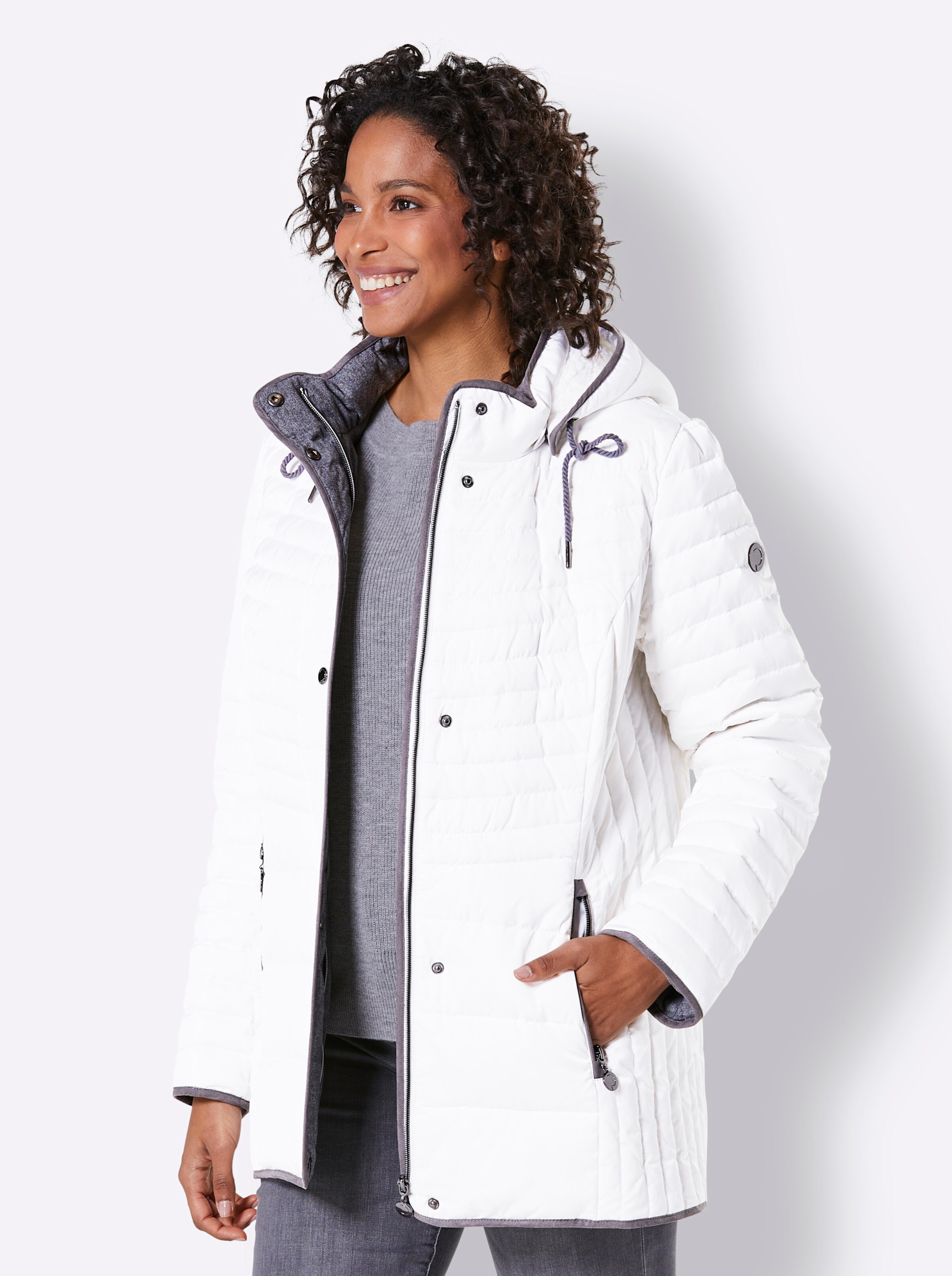 Leicht-Daunen-Jacke in weiss-grau von CREATION L PREMIUM