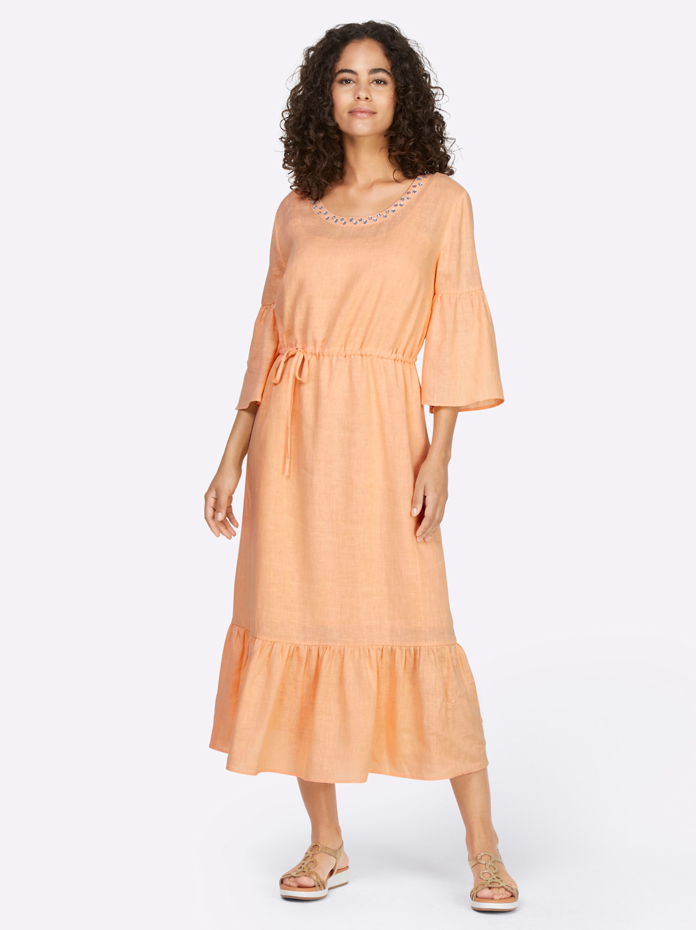 Leinenkleid in apricot von heine
