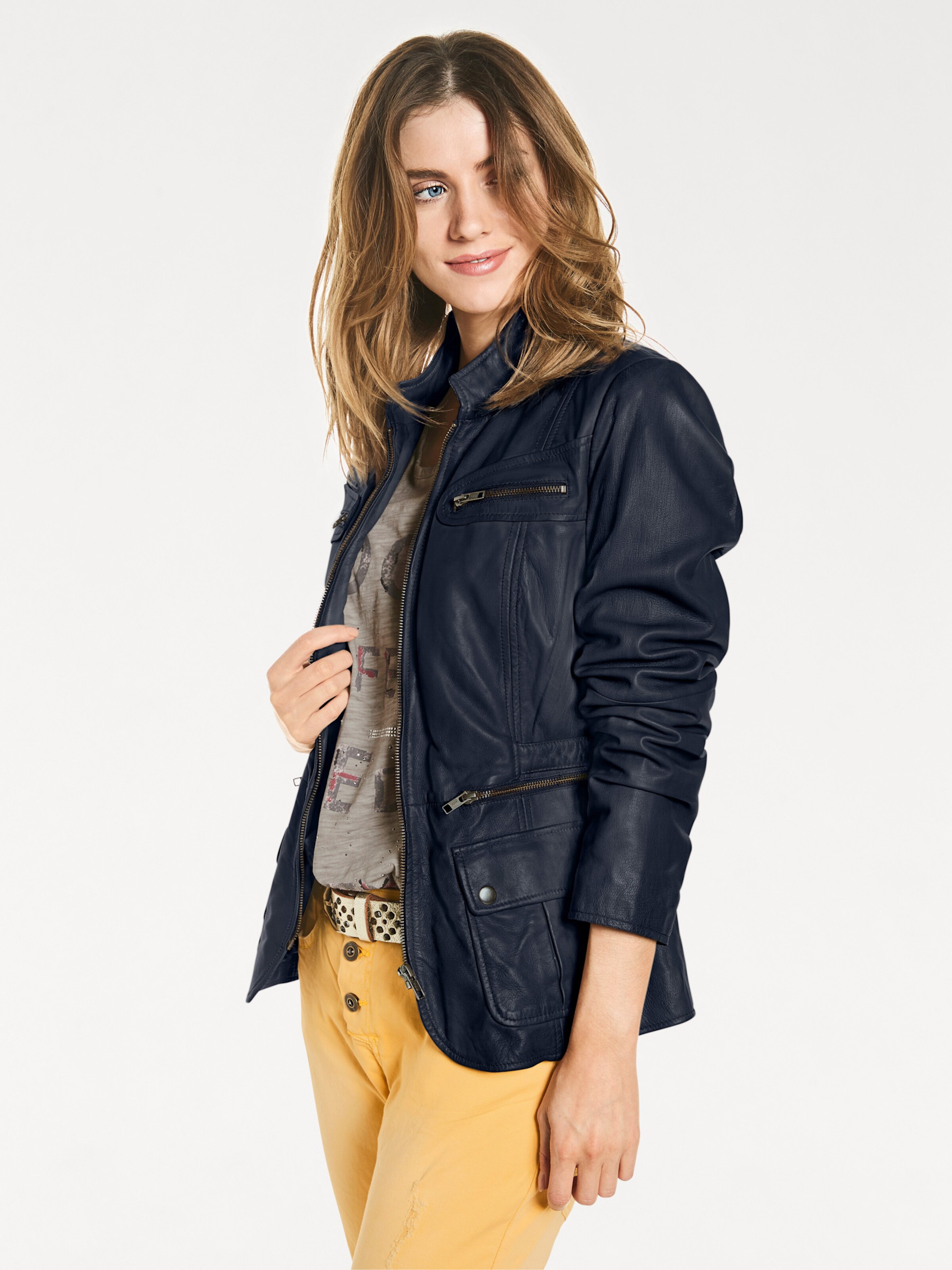 Leder-Jacke in marine von heine