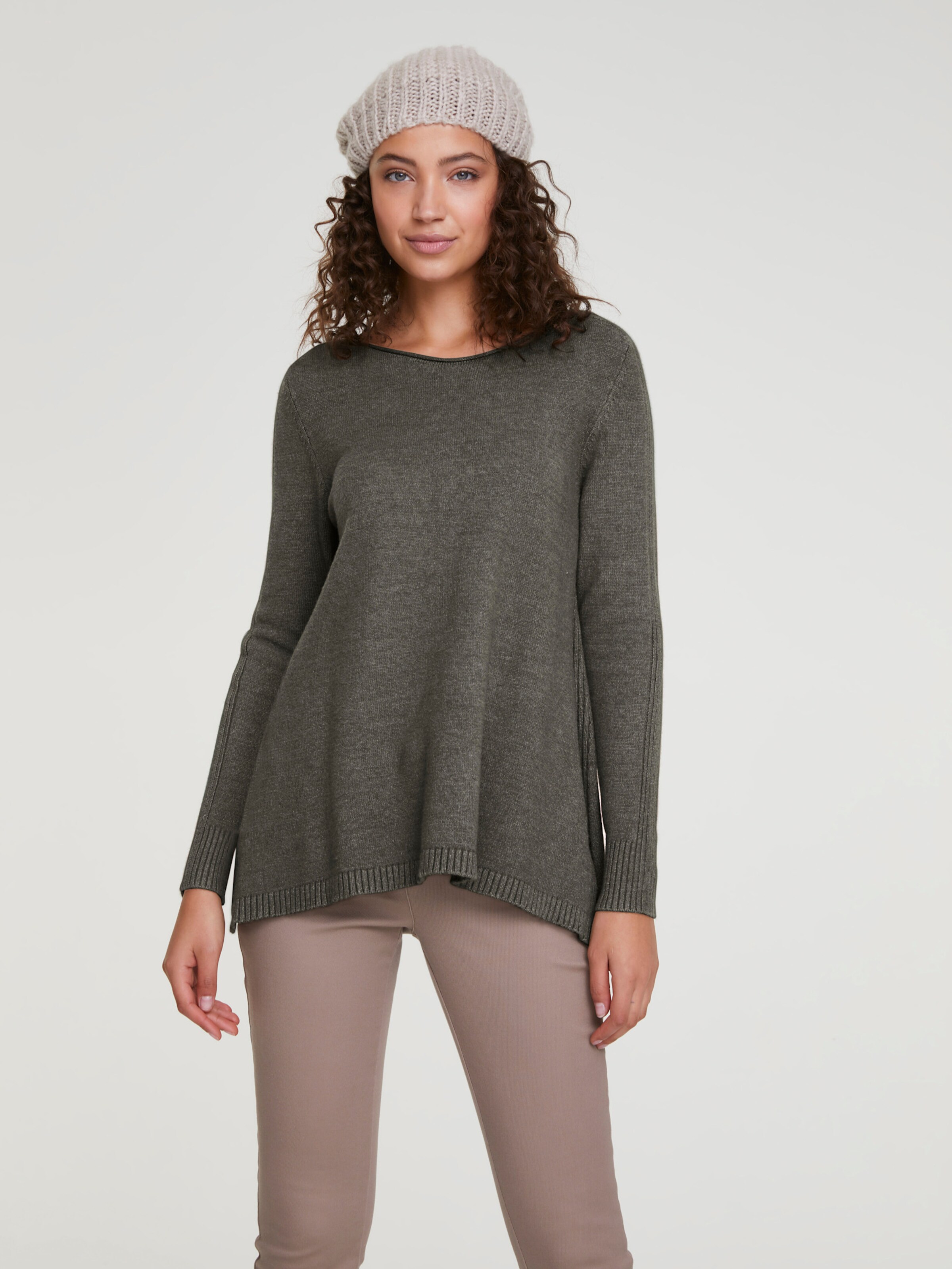 Longpullover in oliv von heine