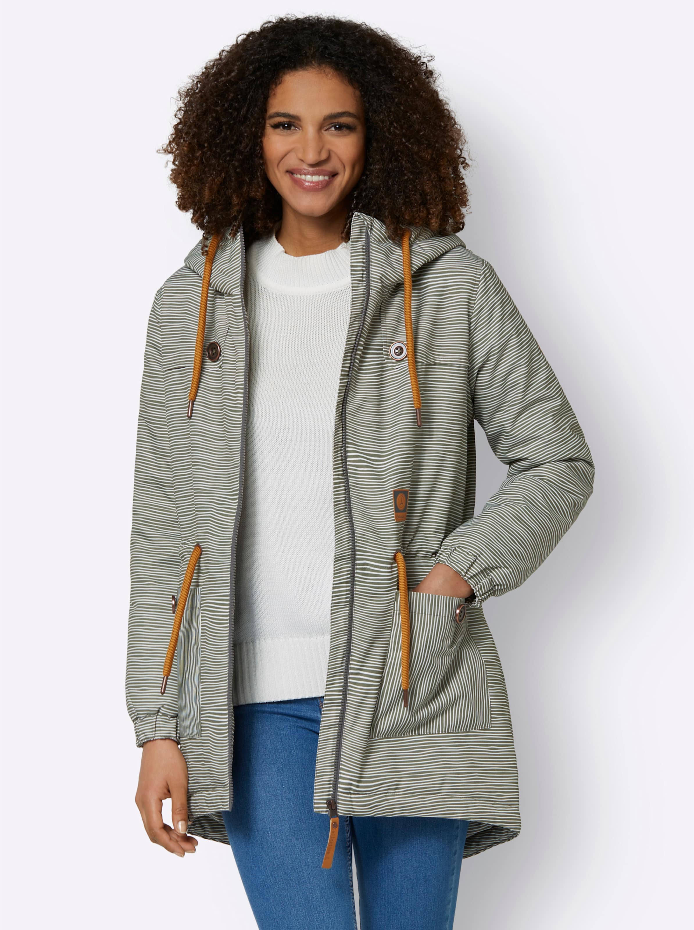 Jacke in khaki-weiss-geringelt von heine