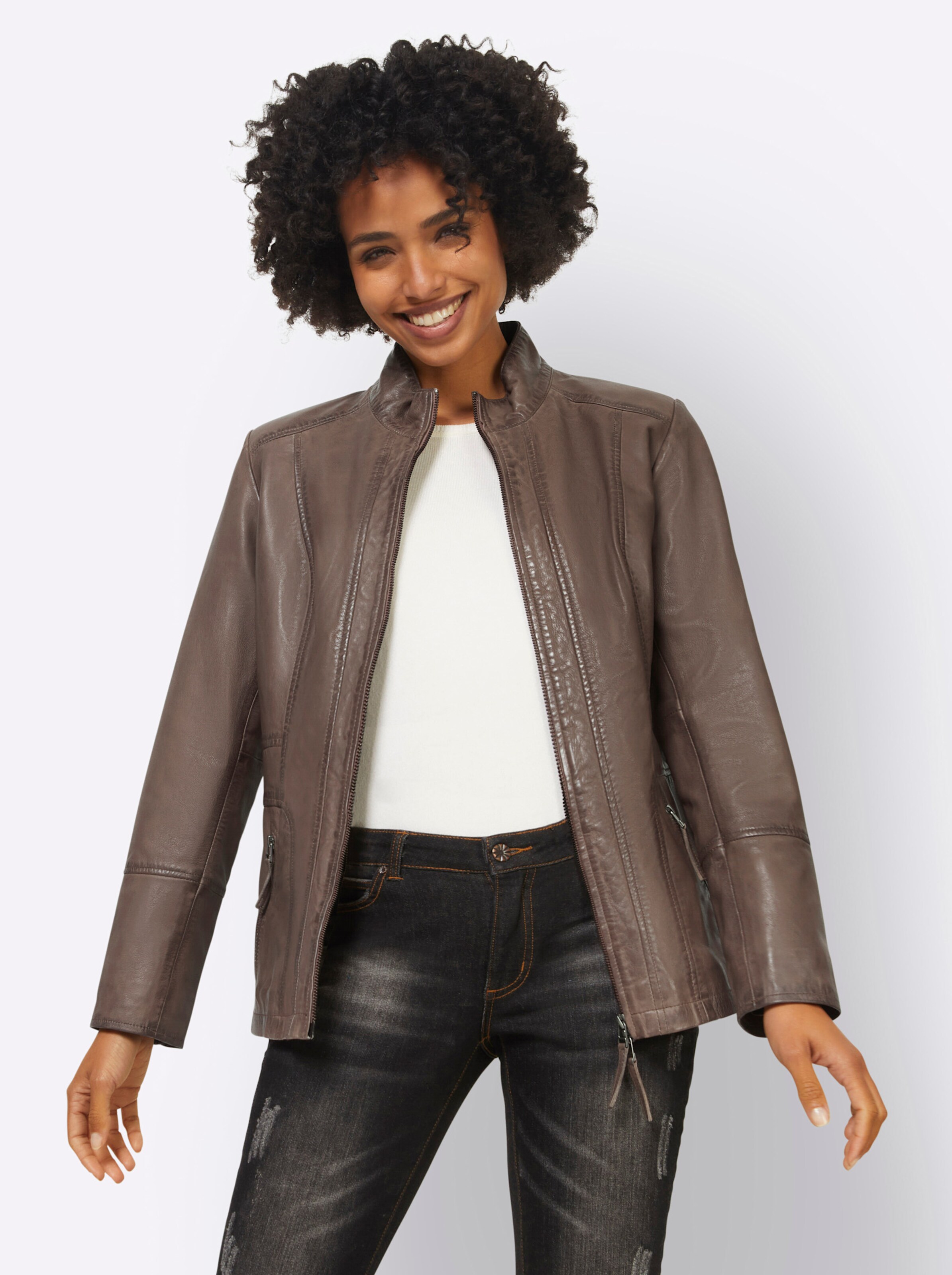 Leder-Jacke in braun von heine