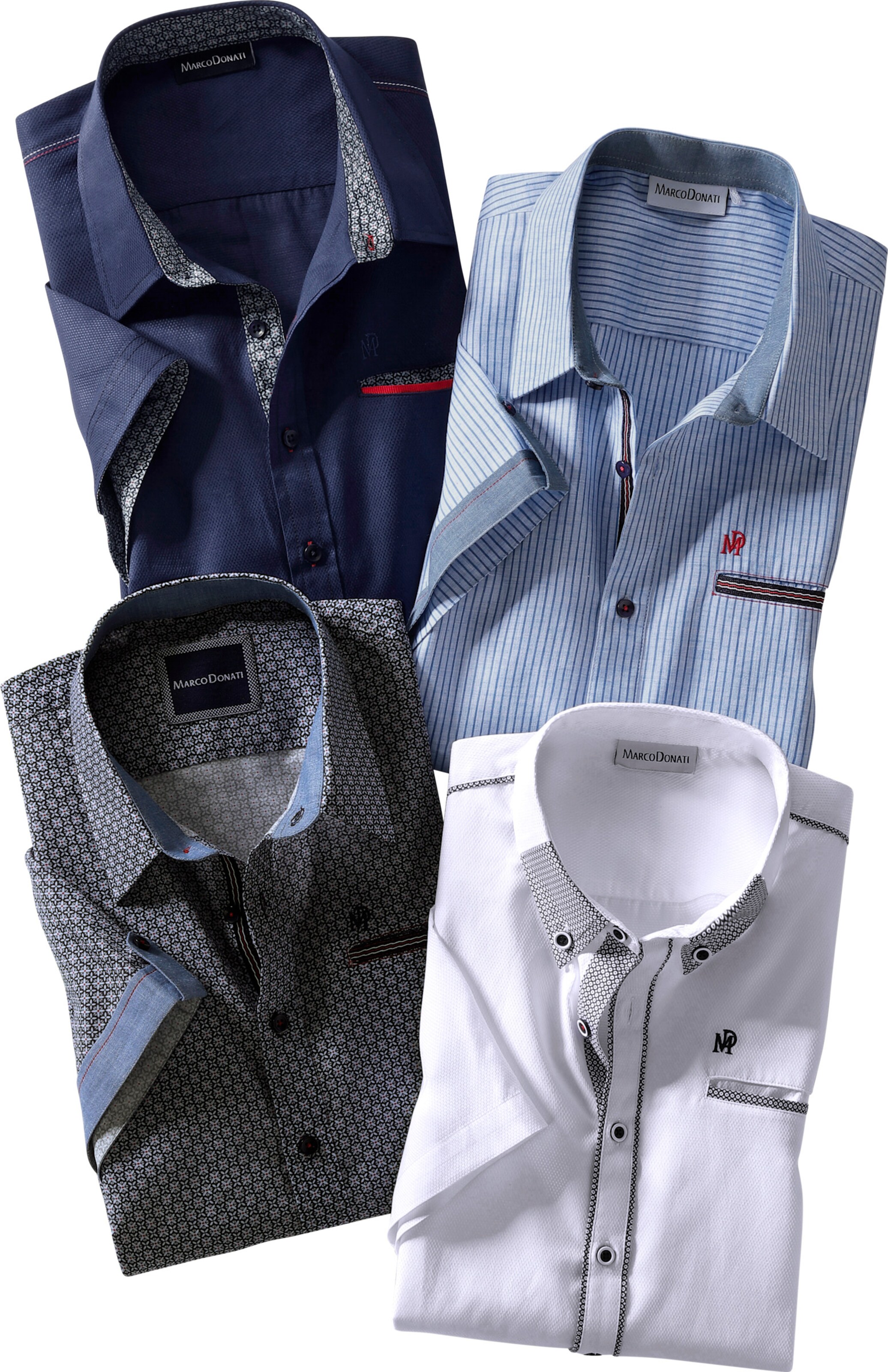 Kurzarm-Hemd in blau-gestreift von Marco Donati