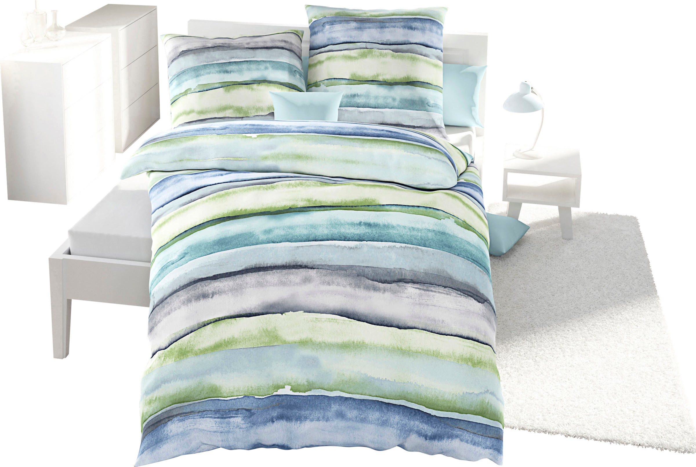 Bettwäsche in blau-gestreift von Bierbaum