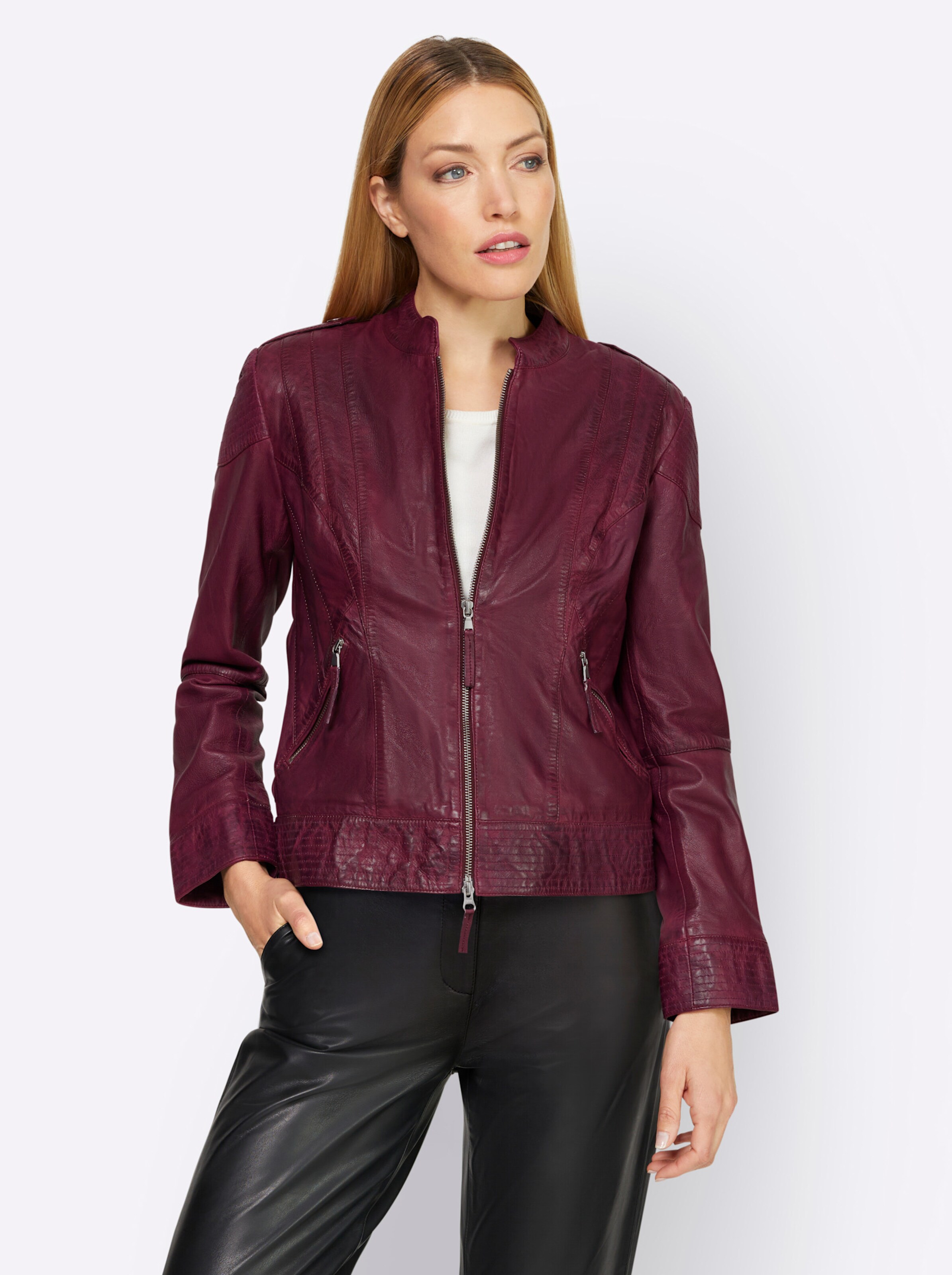 Leder-Jacke in bordeaux von heine