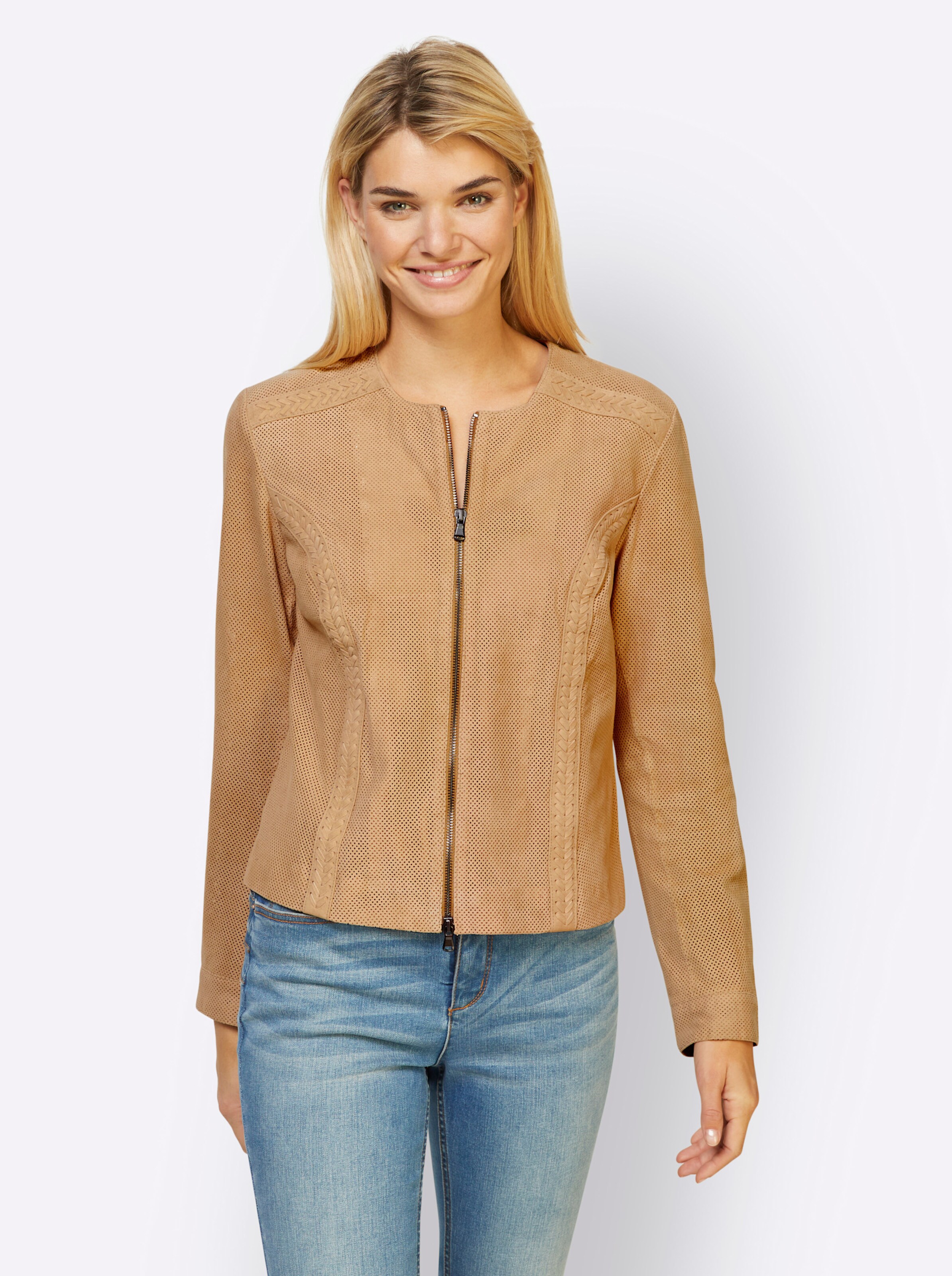 Leder-Jacke in camel von heine