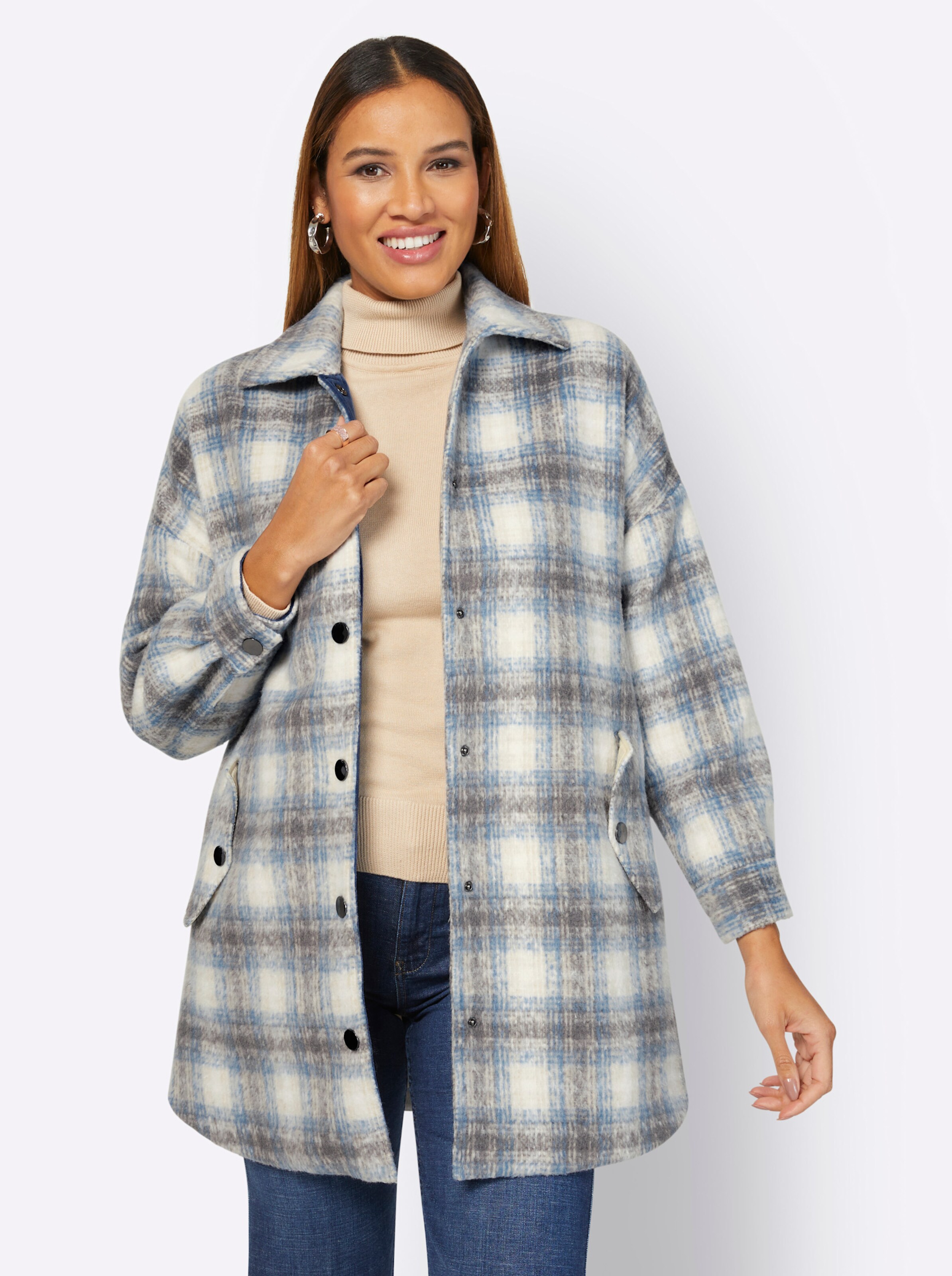 Jacke in grau-sand-kariert von heine