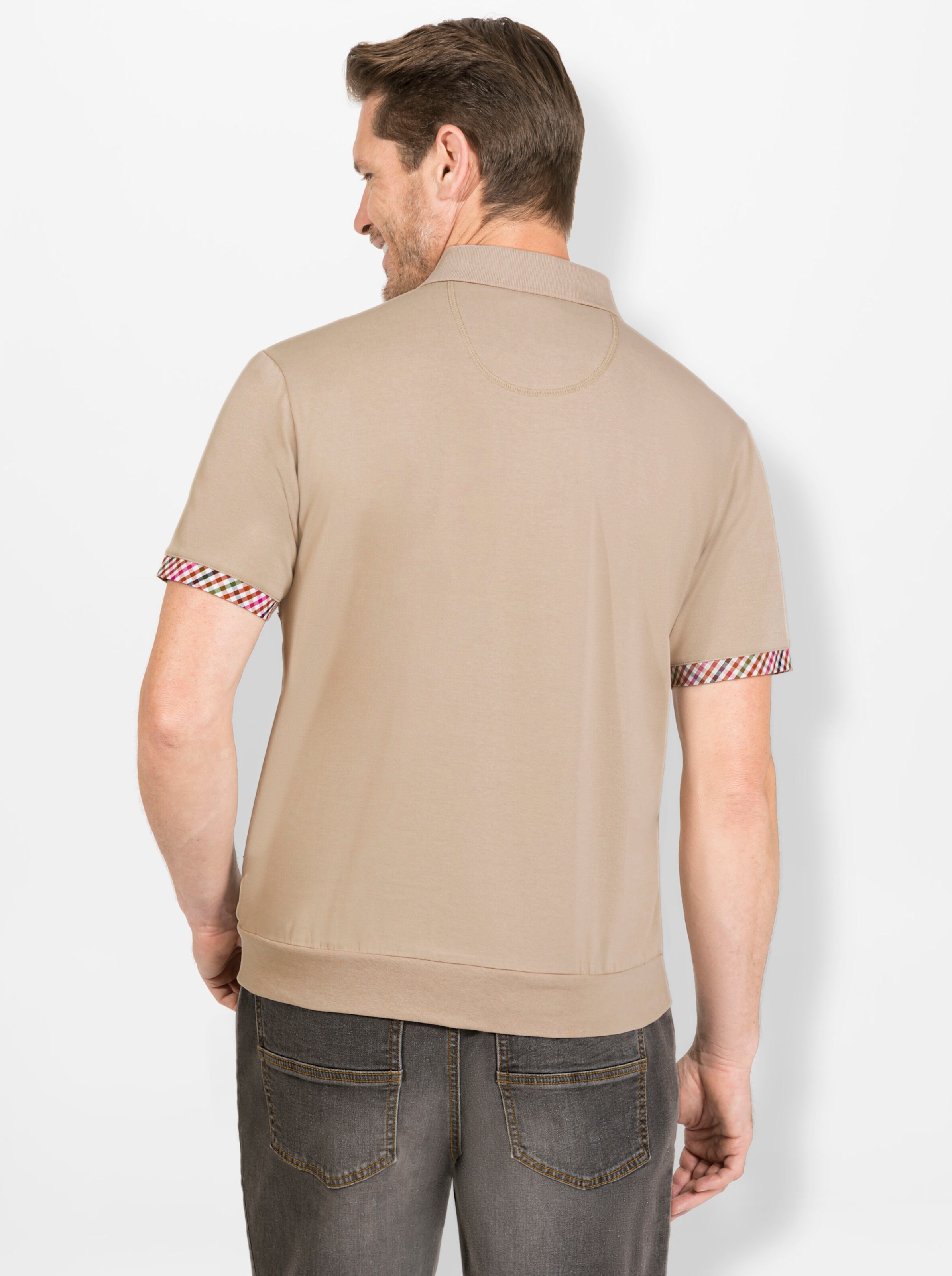 Kurzarm-Poloshirt in sesam von Hajo