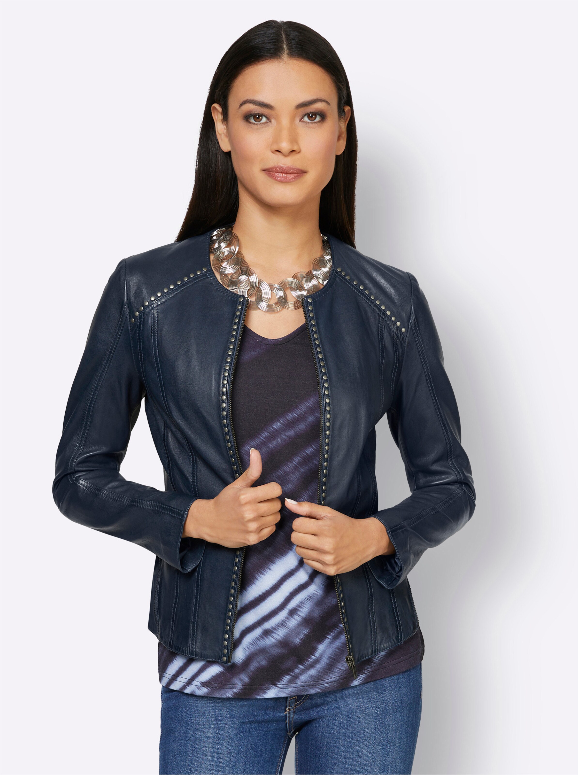 Lederjacke in dunkelblau von Mainpol