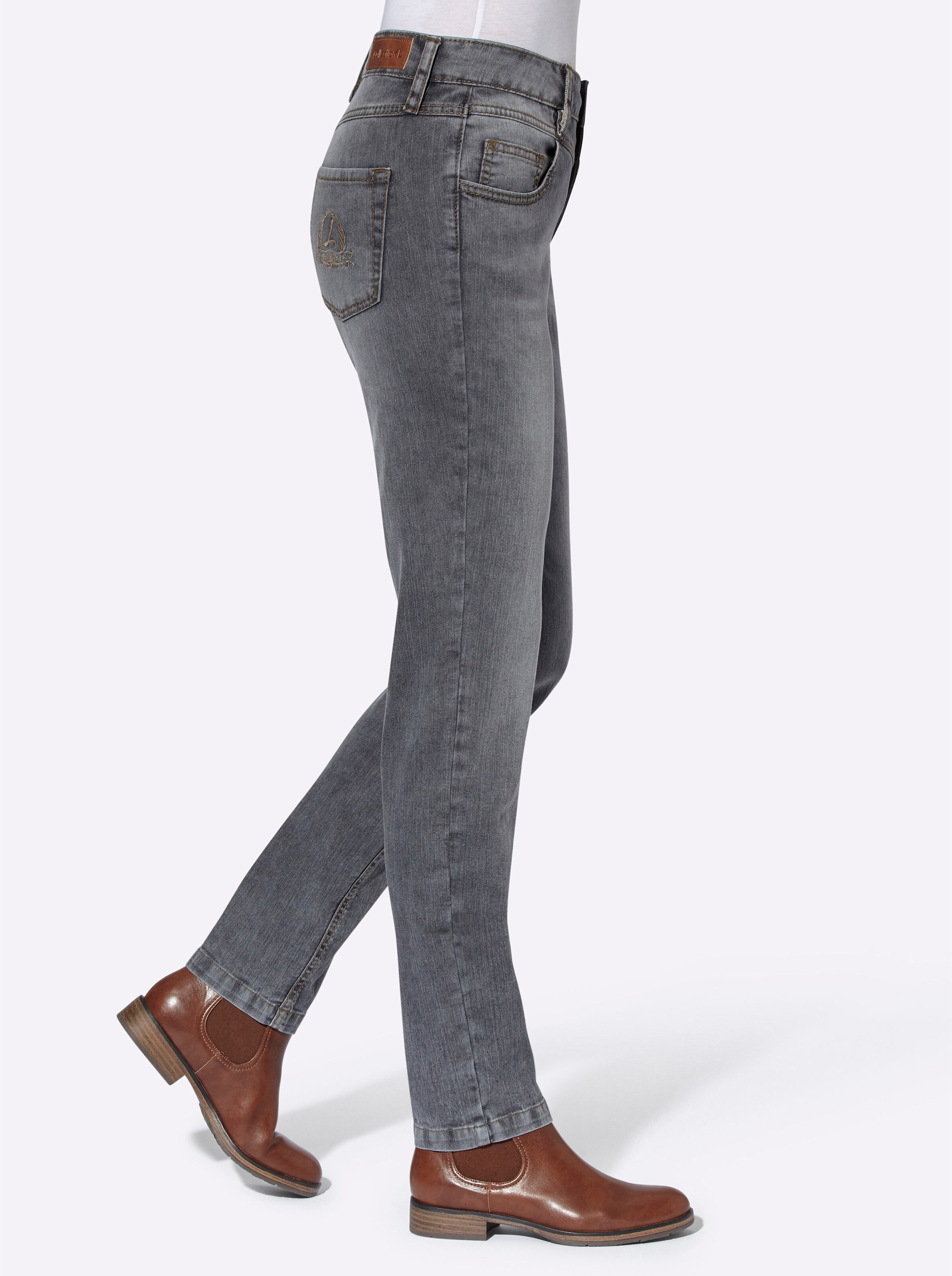 5-Pocket-Jeans in stone-grey-denim von heine