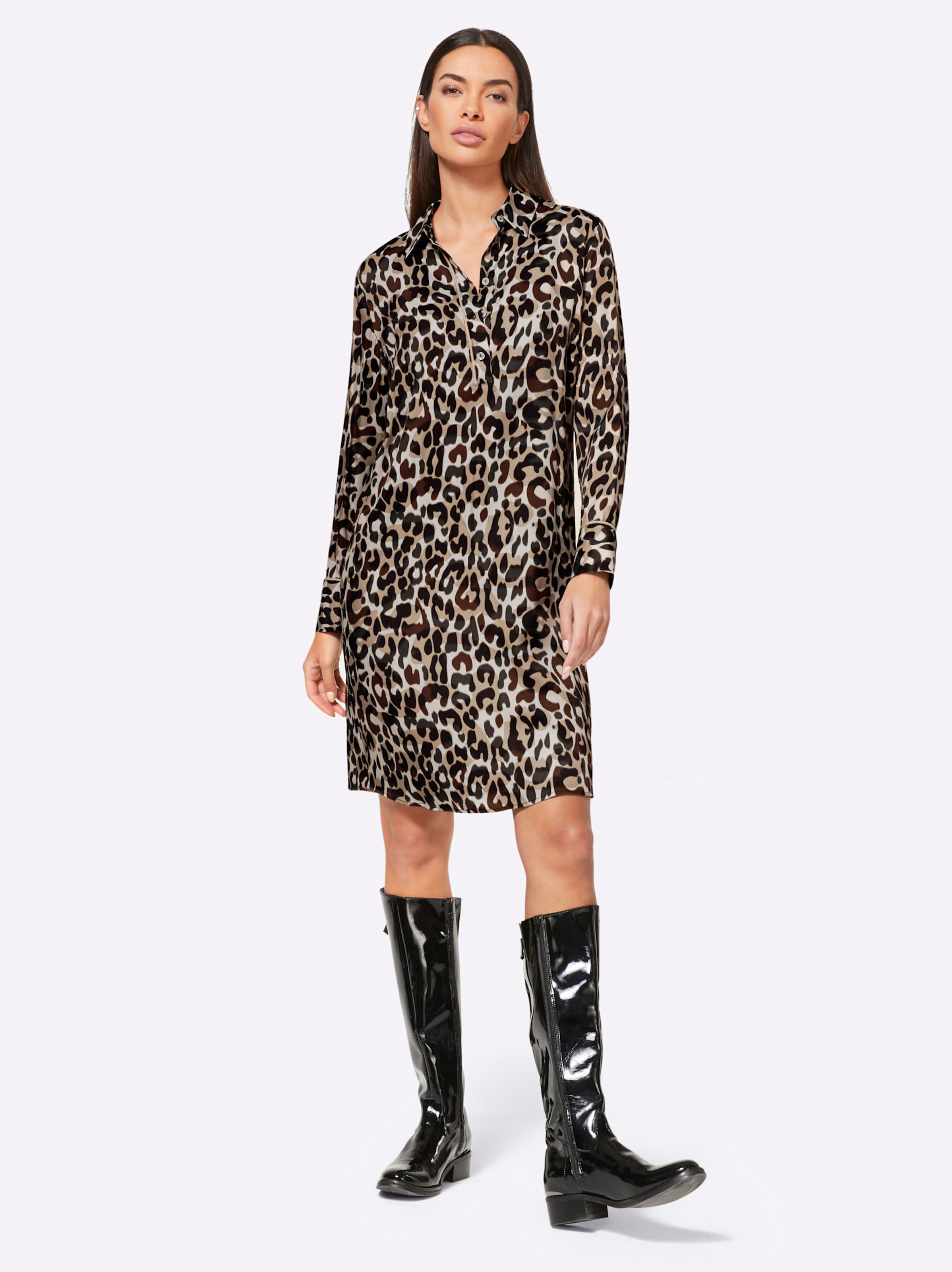 Druck-Kleid in hellgrau-schoko-bedruckt von heine