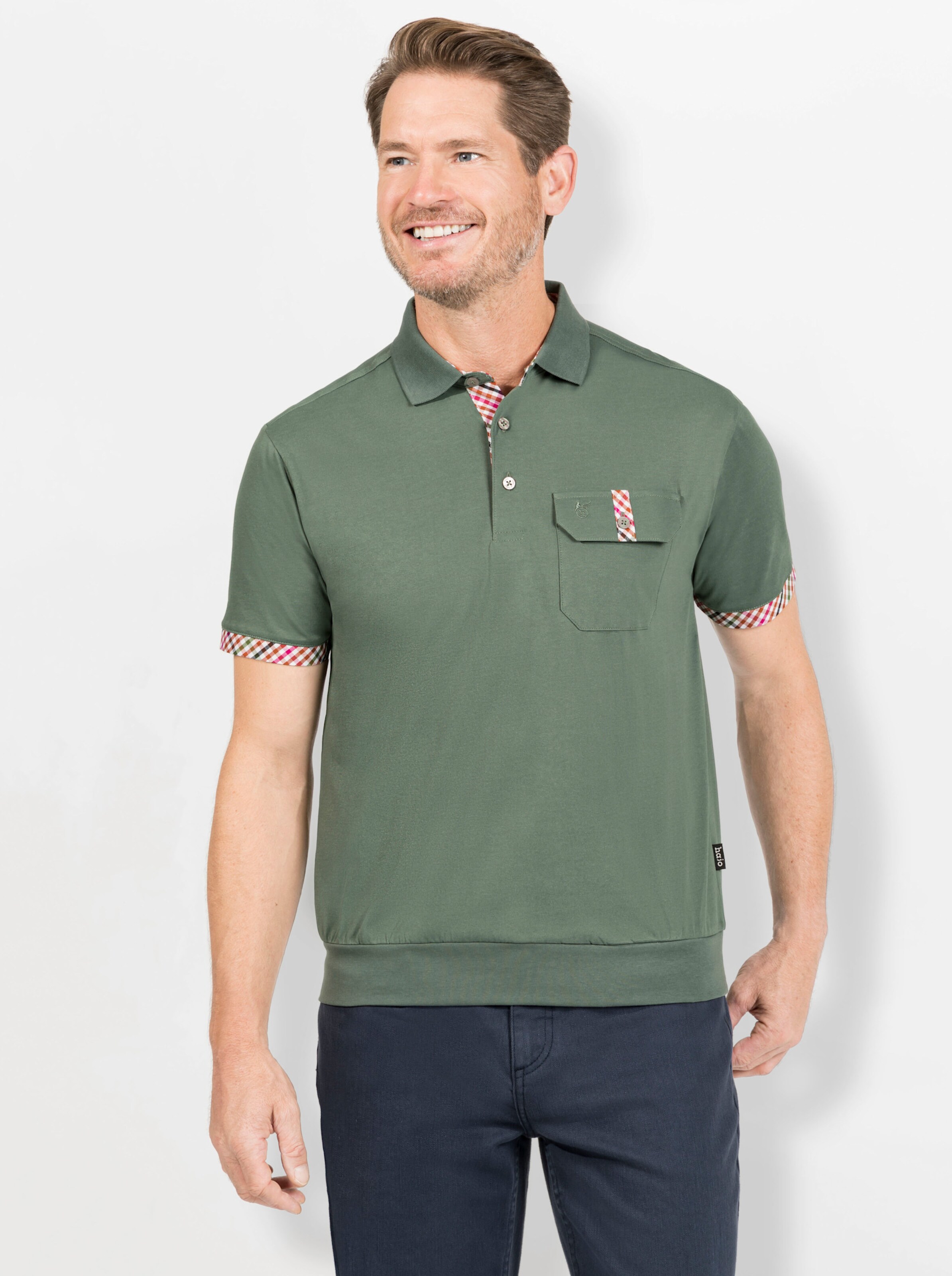 Kurzarm-Poloshirt in moos von Hajo