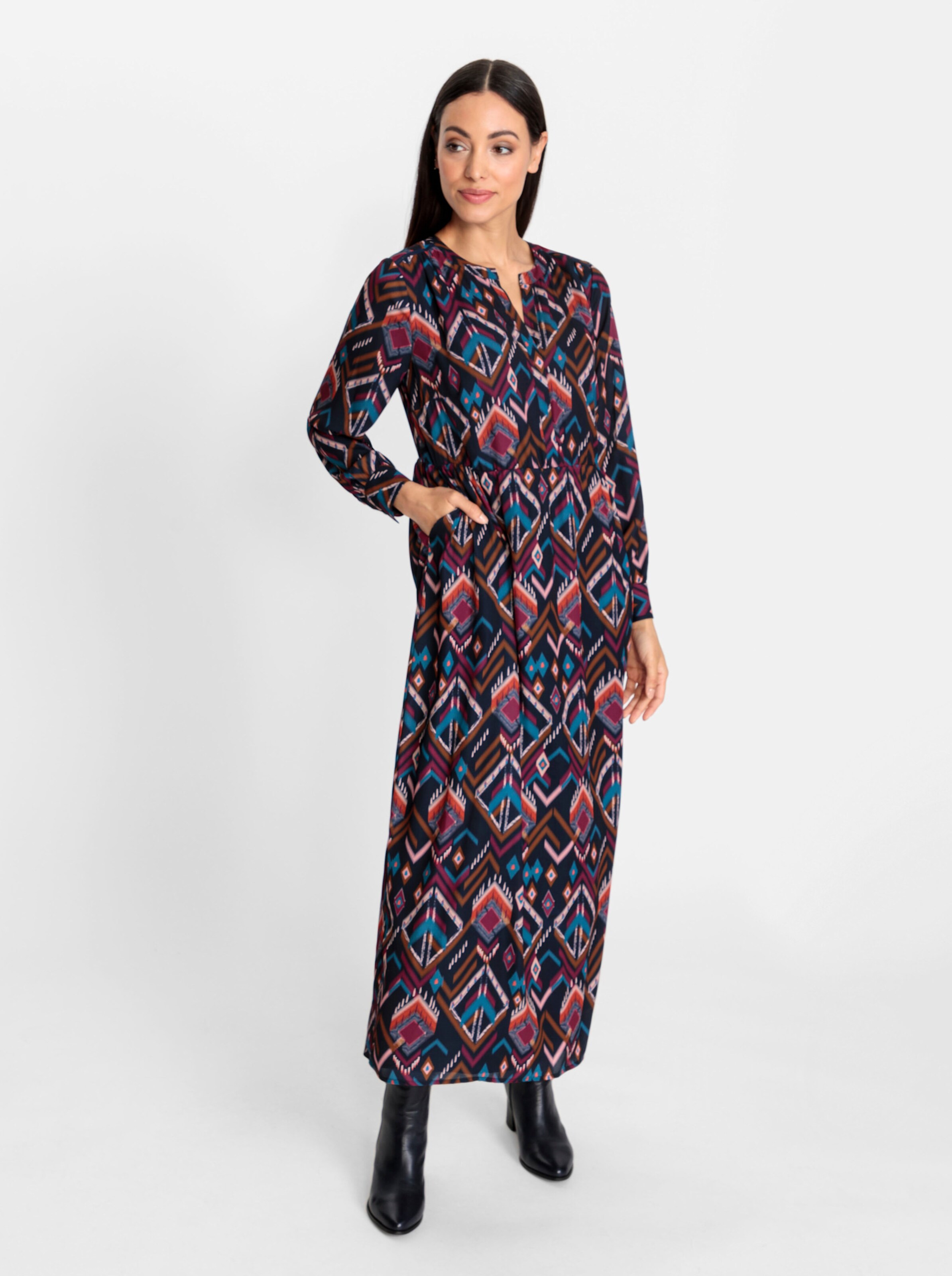 Druck-Kleid in marine-malve-bedruckt von heine