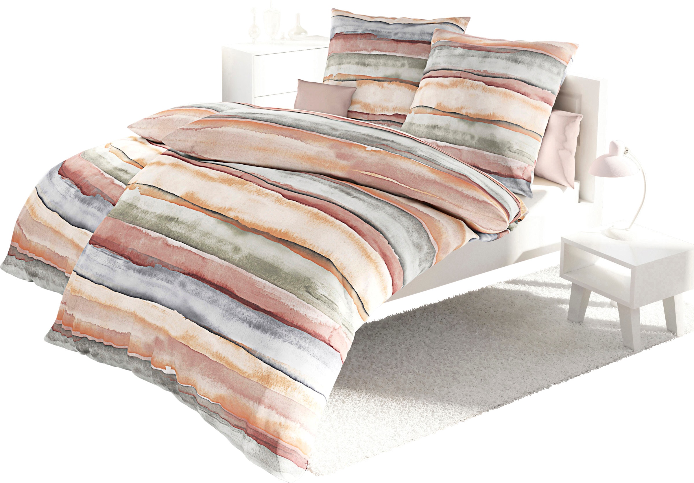 Bettwäsche in orange-gestreift von Bierbaum