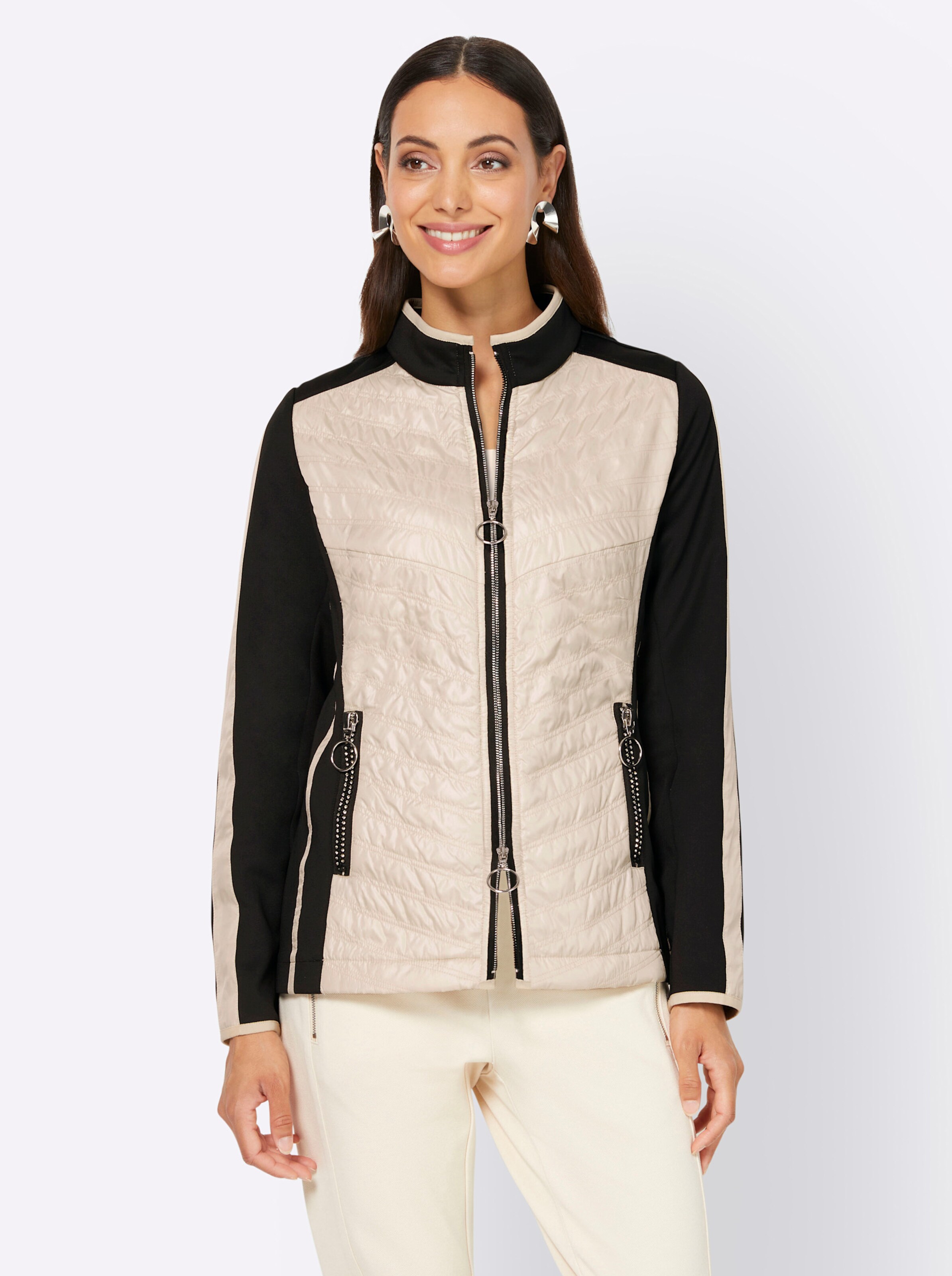 Jacke in schwarz-sand-gemustert von heine