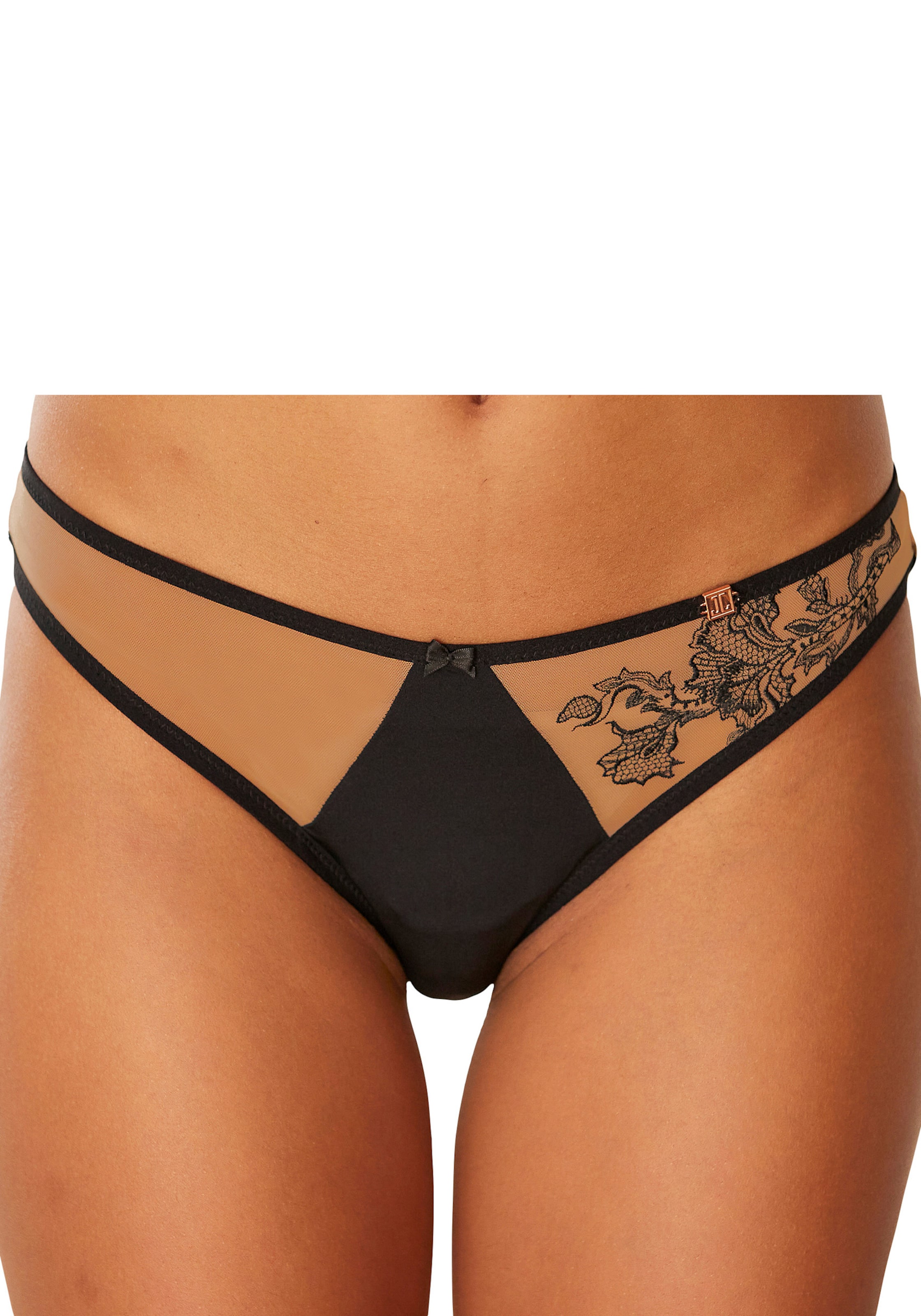 Tanga in schwarz-caramel von JETTE