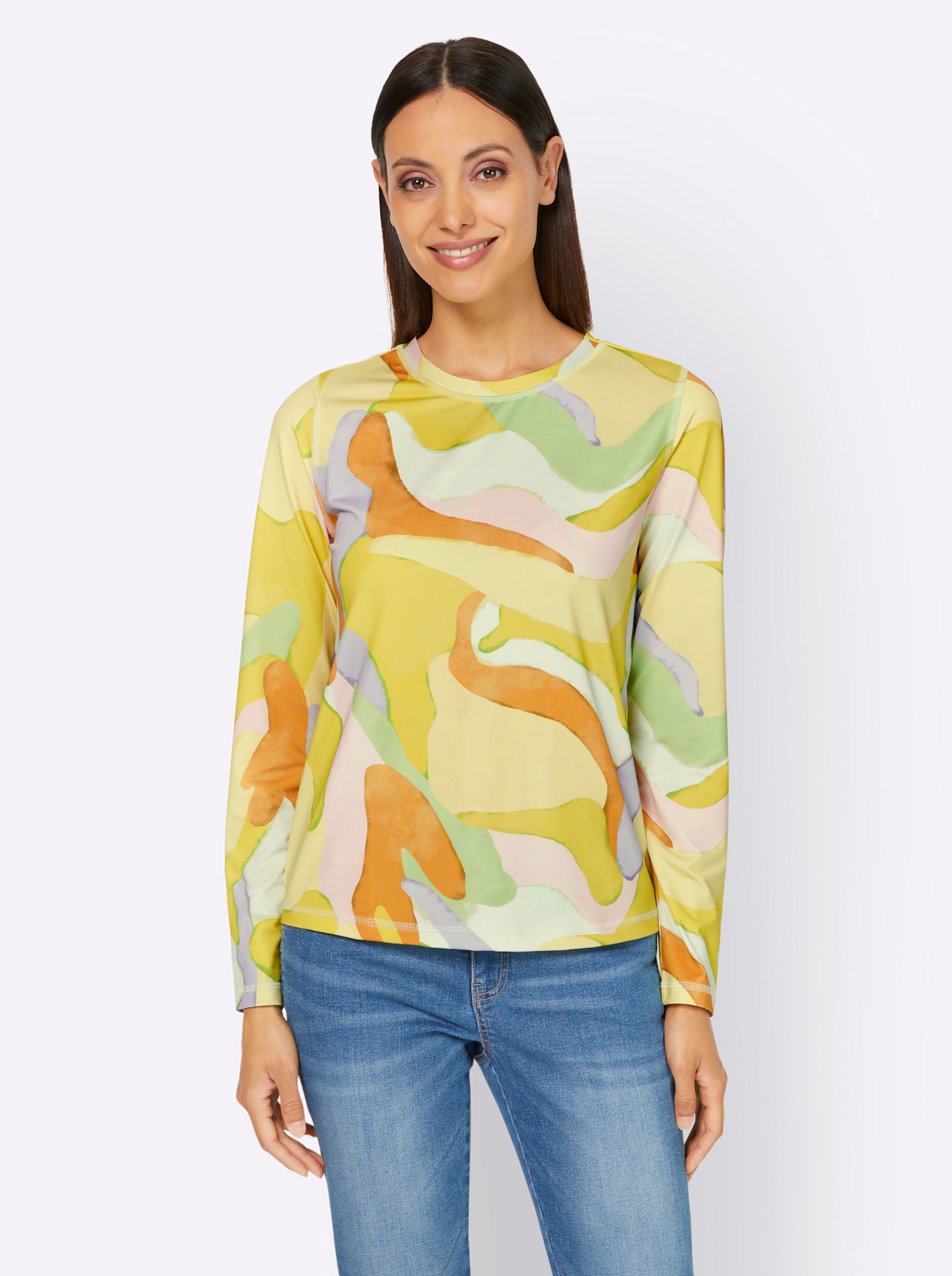 Rundhalsshirt in pistazie-limone-bedruckt von heine