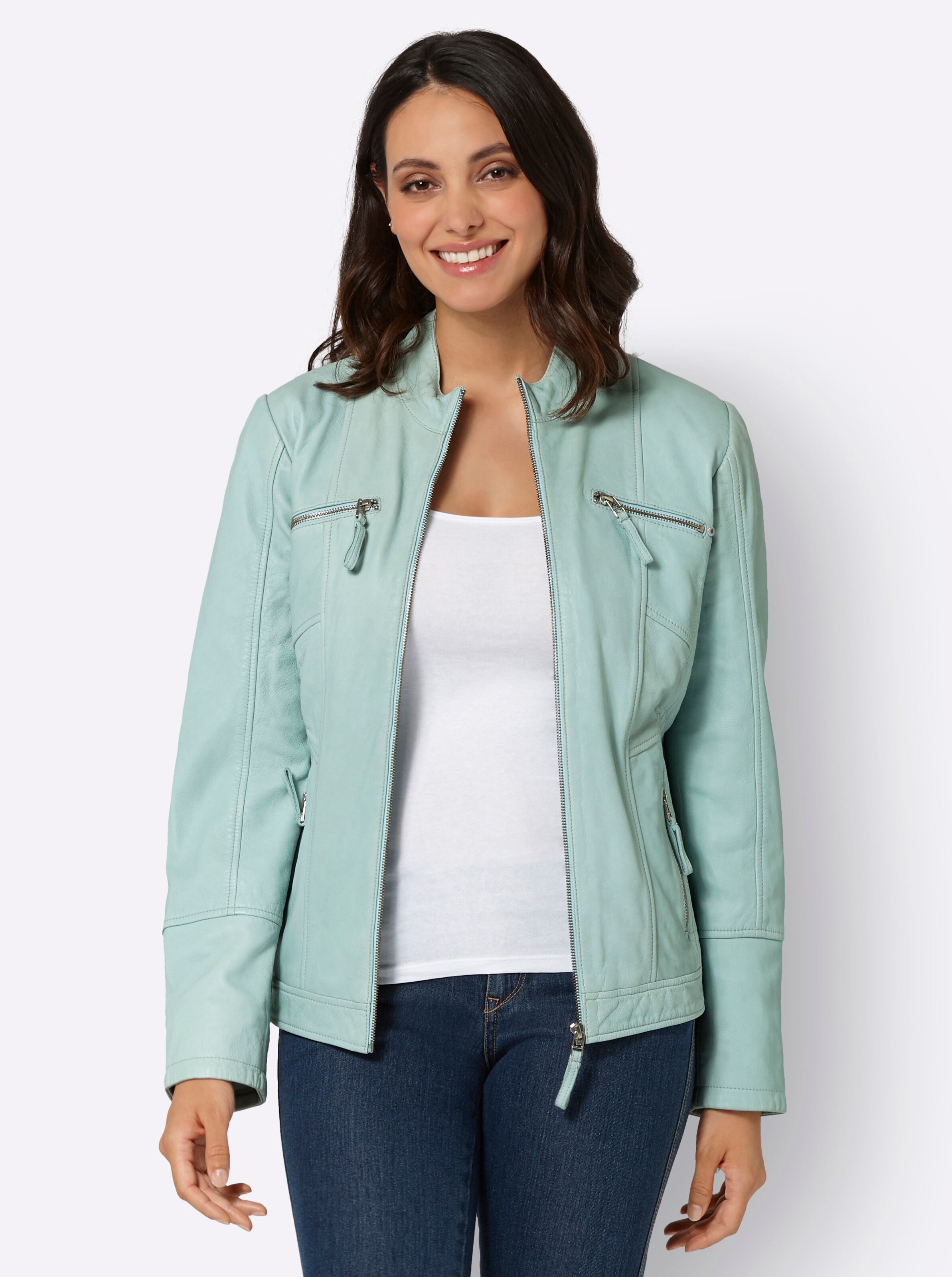 Lederjacke in kalkmint von heine