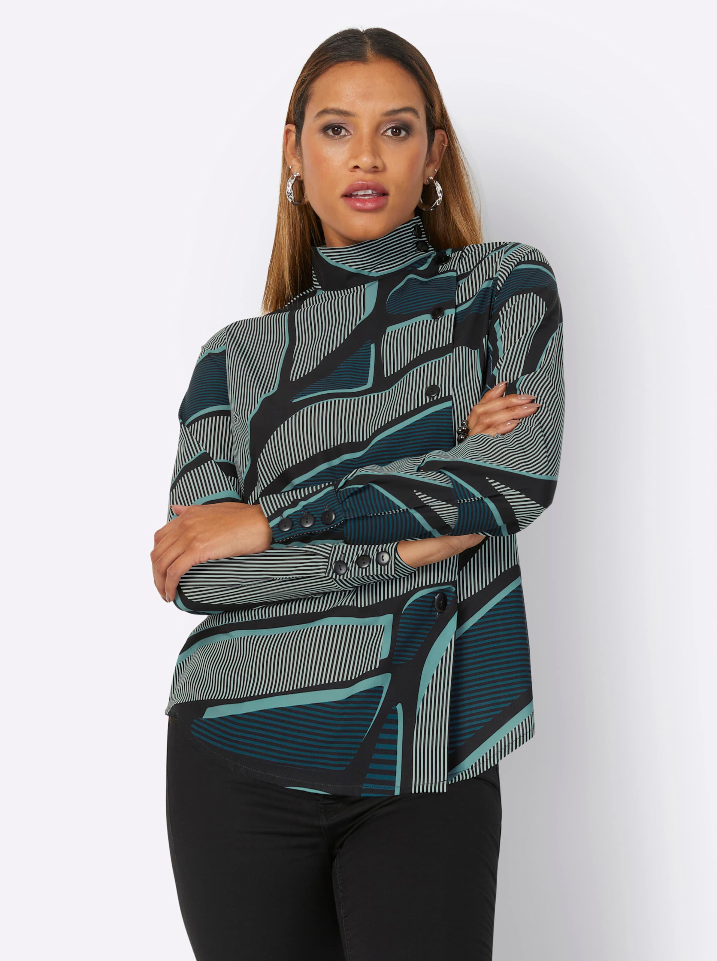 Bluse in ecru-jade-bedruckt von heine