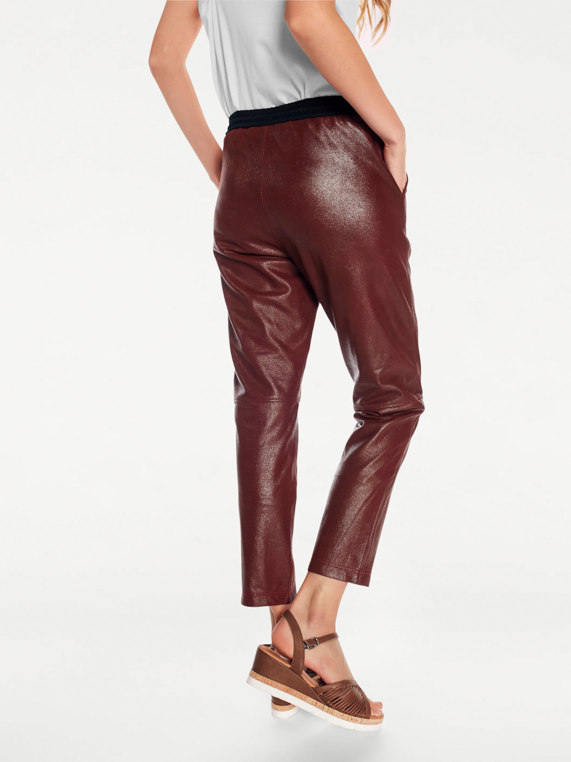 Leder-Jogginghose in braun von heine