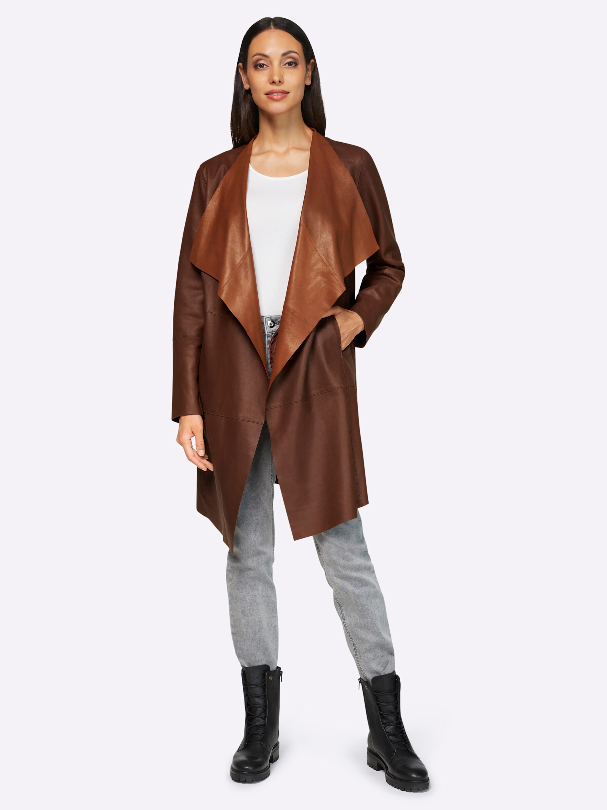 Leder-Jacke in rotbraun von heine