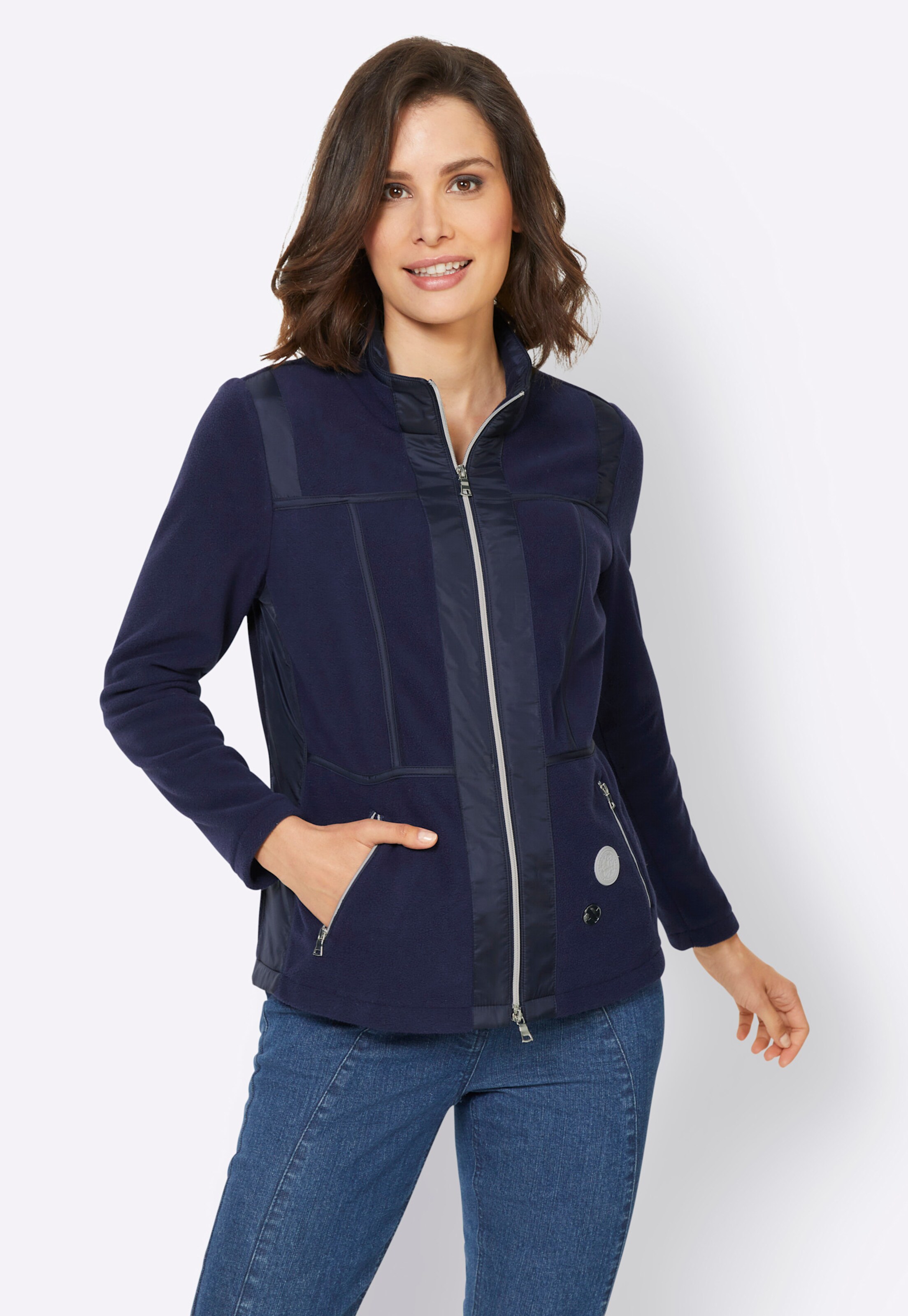 Fleece-Jacke in marine von heine