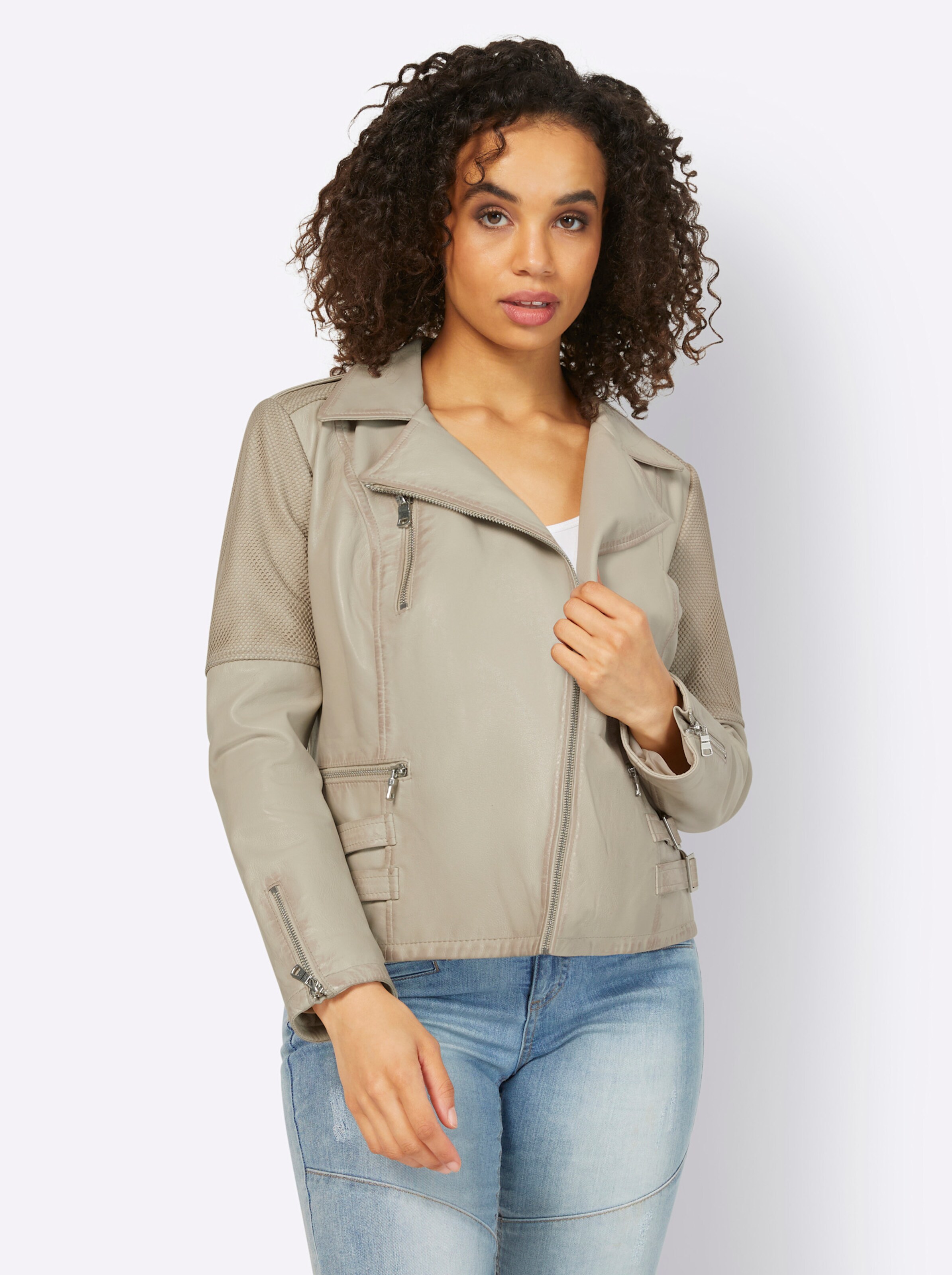 Leder-Jacke in sand von heine
