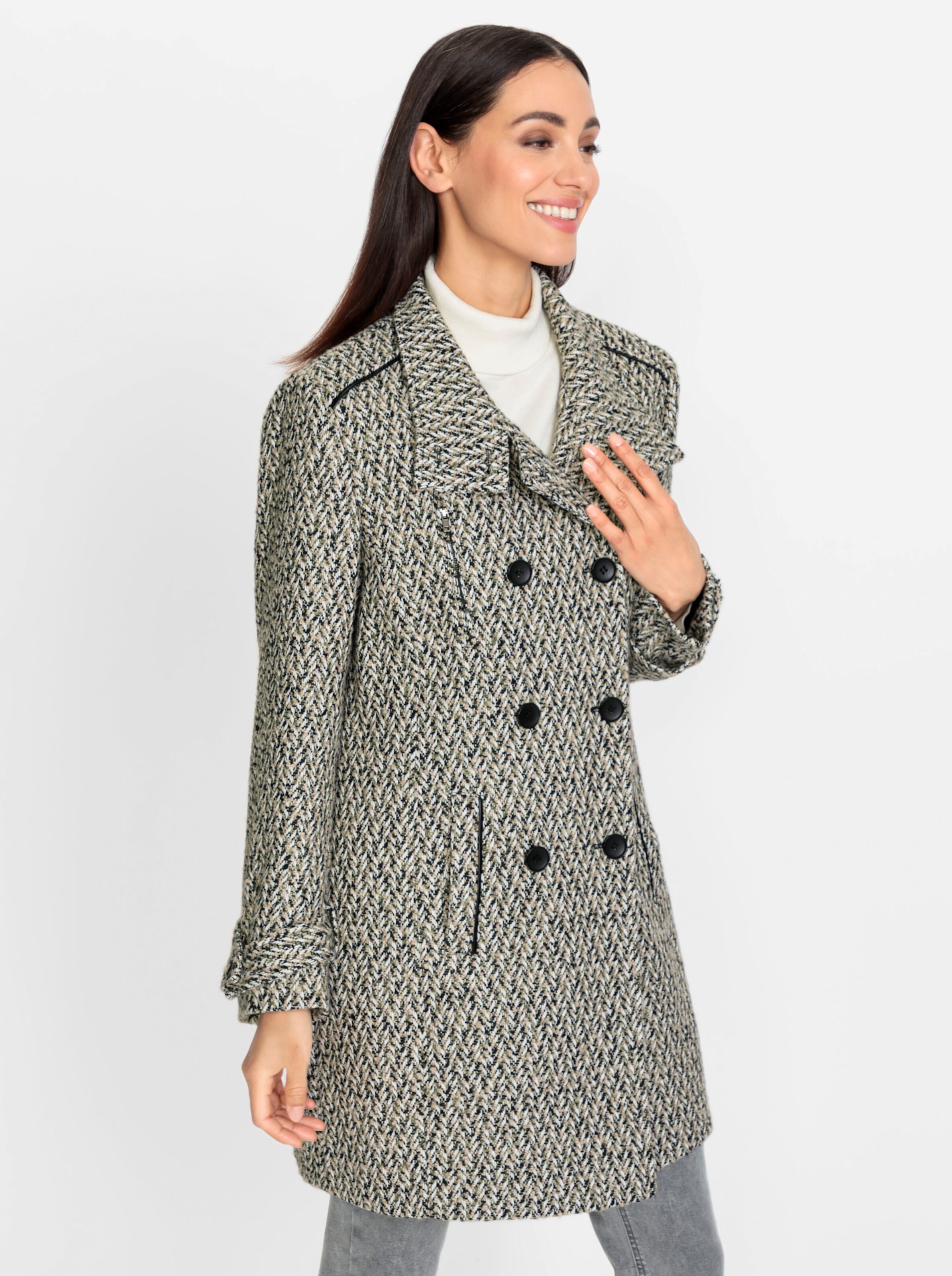 Jacke in khaki-ecru-gemustert von heine