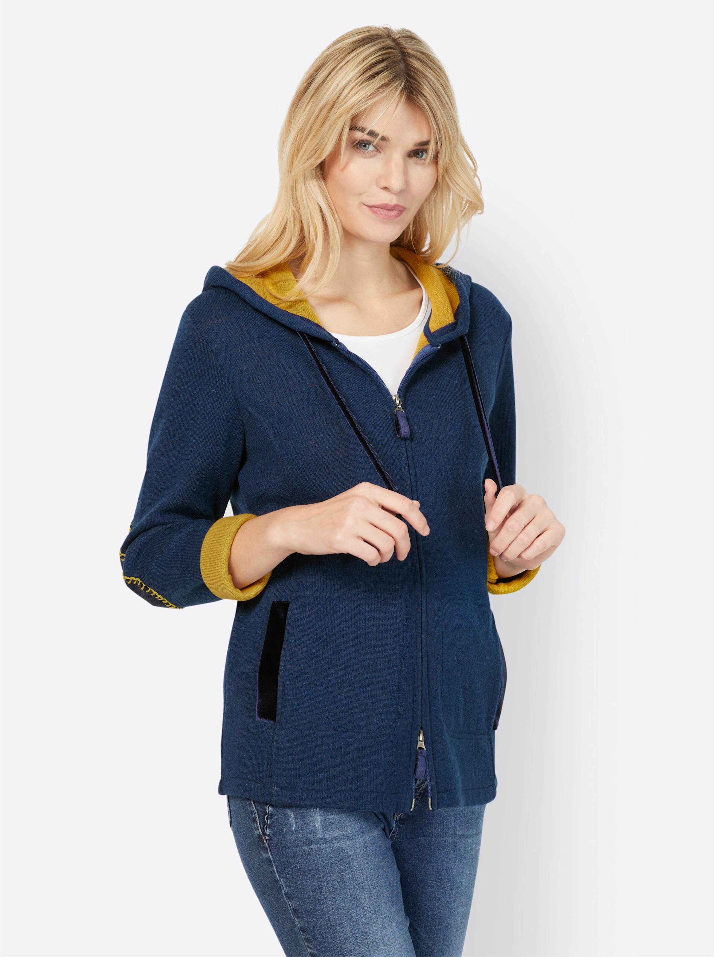 Jacke in jeansblau-ocker von heine