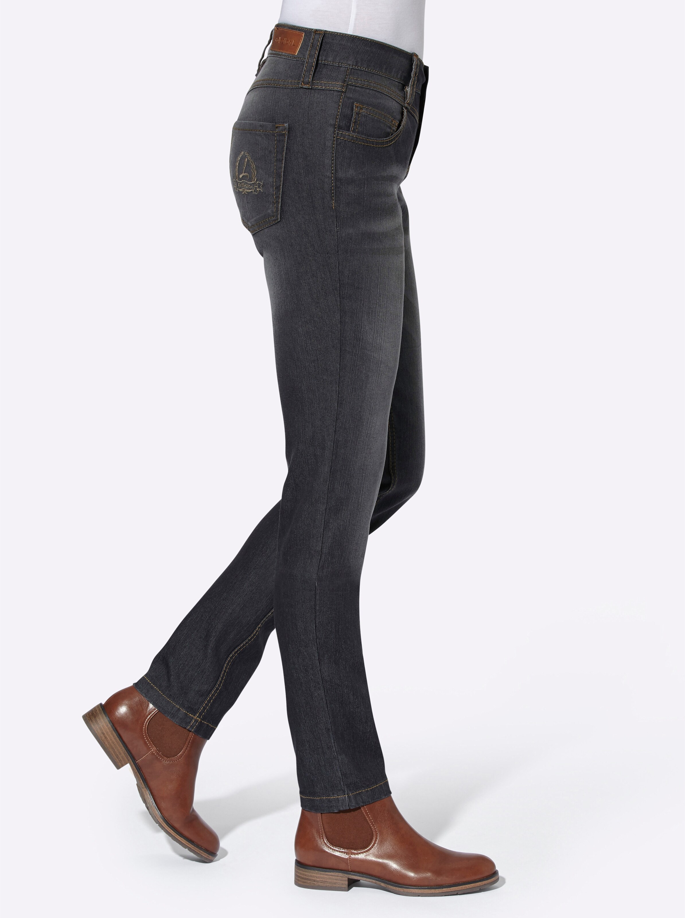 5-Pocket-Jeans in black denim von heine