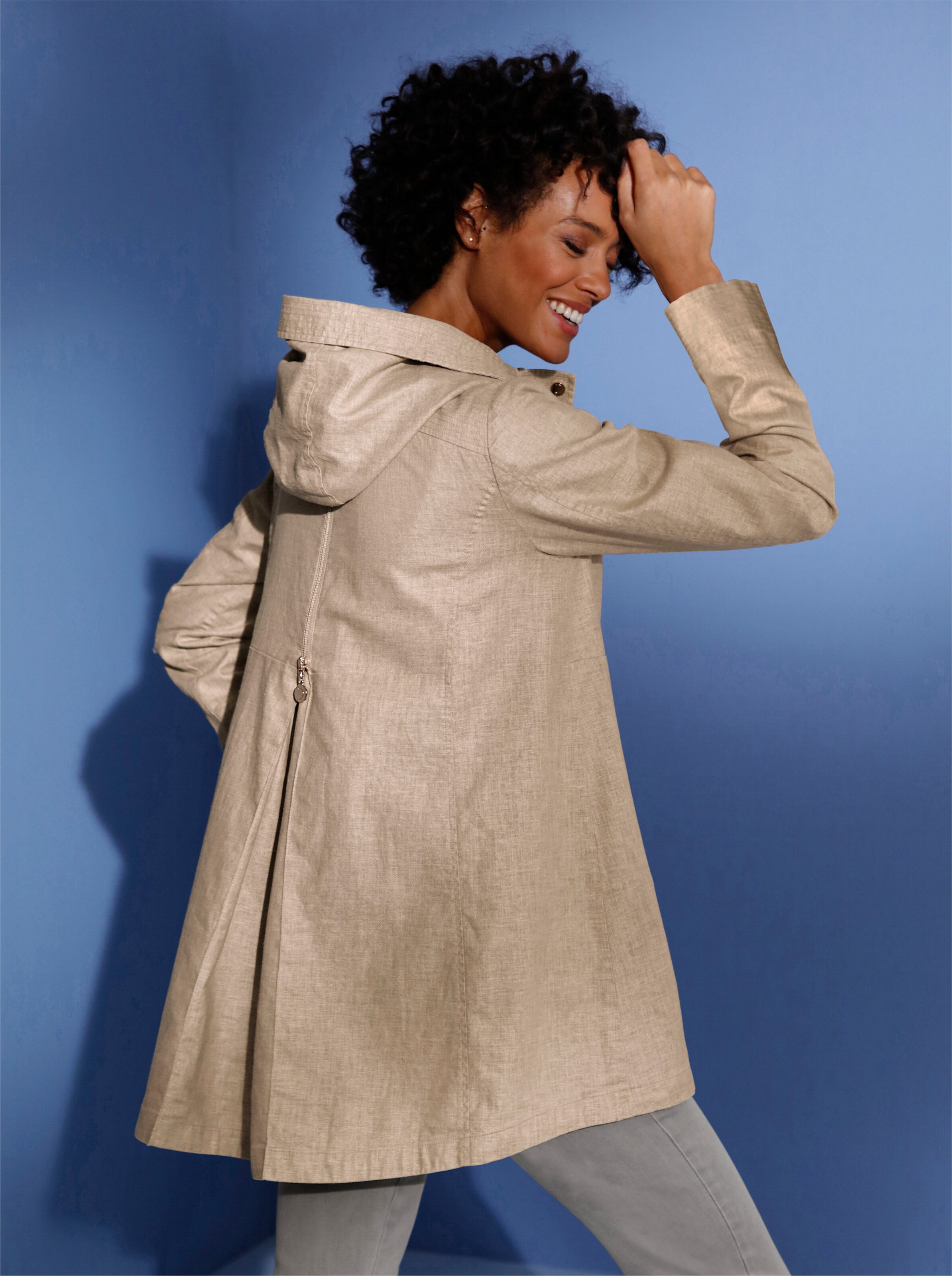 Viskose-Leinen-Jacke in sesam von CREATION L PREMIUM