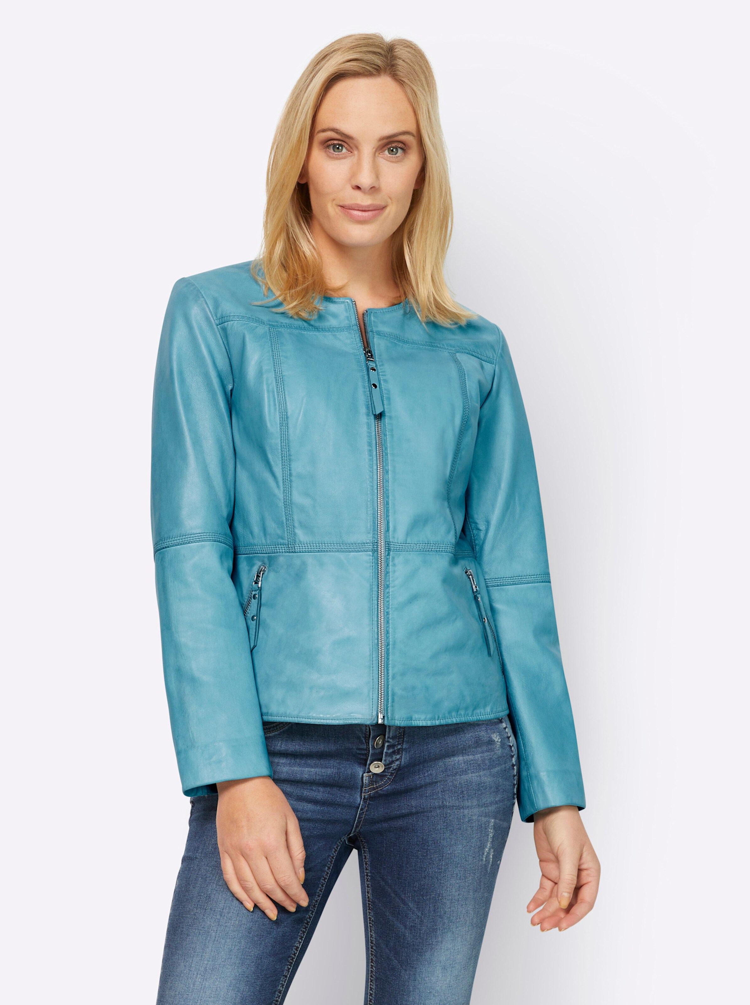Leder-Jacke in aquamarin von heine