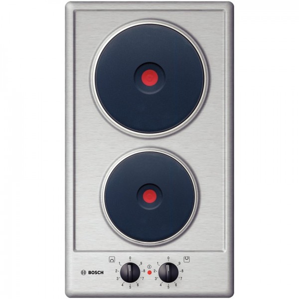 Bosch Elektro-Domino PCX345ECC, 30 cm, Edelstahl, Knebel-Bedienung, 2 Gusskochplatten