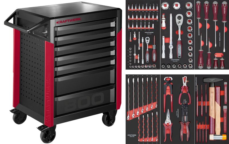 Kraftwerk PRO LINE Werkstattwagen PT800 7 Schubladen 103-tlg. Made in Germany Trolley;PRO LINE