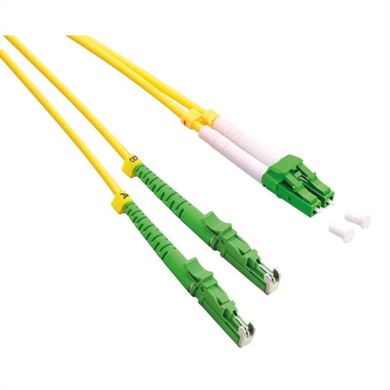 ROLINE LWL-Kabel duplex 9/125µm OS2, LSH/LC, APC Schliff, LSOH, gelb, 10 m