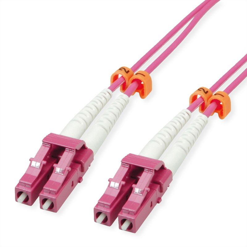 VALUE LWL-Kabel 50/125µm OM4, LC/LC, Low-Loss-Stecker, violett, 0,5 m