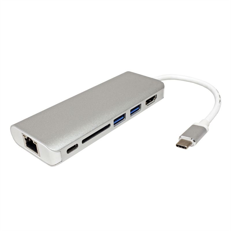 ROLINE Dockingstation USB Typ C, HDMI 4K, USB 3.0 / USB 3.2 Gen 1, SD/MicroSD, G
