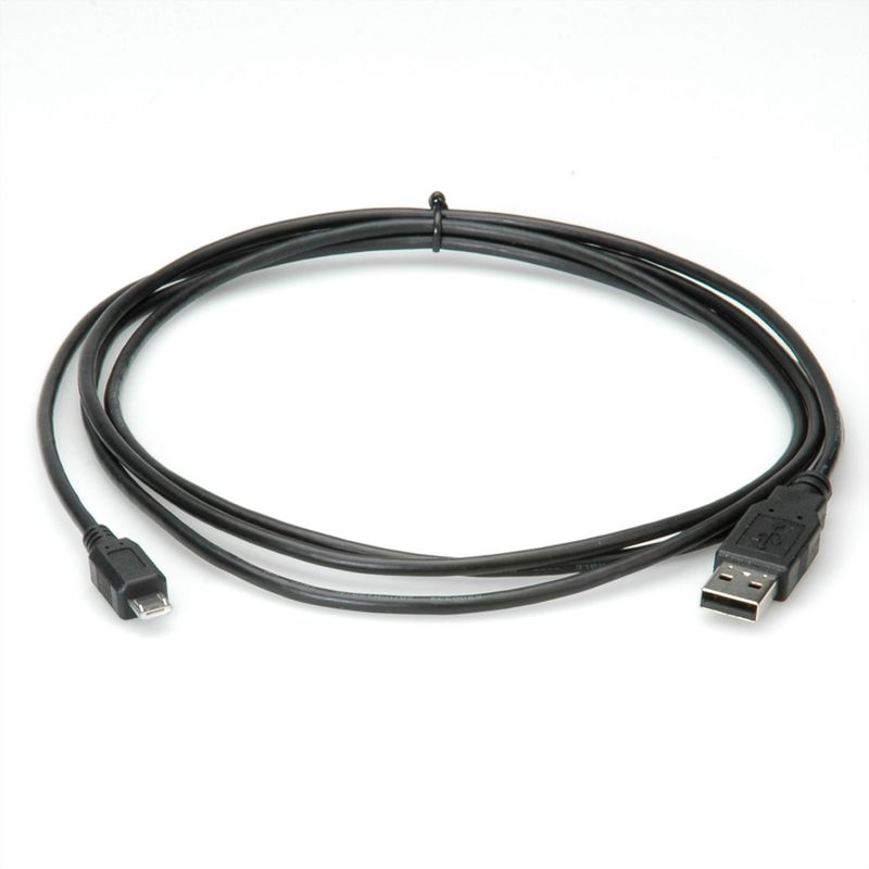 ROLINE USB 2.0 Kabel, USB A ST - Micro USB B ST, schwarz, 3 m
