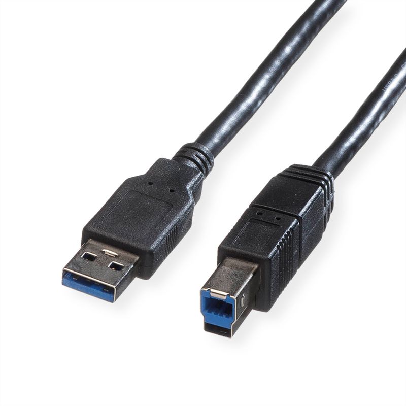 ROLINE USB 3.2 Gen 1 Kabel, Typ A-B, schwarz, 0,8 m