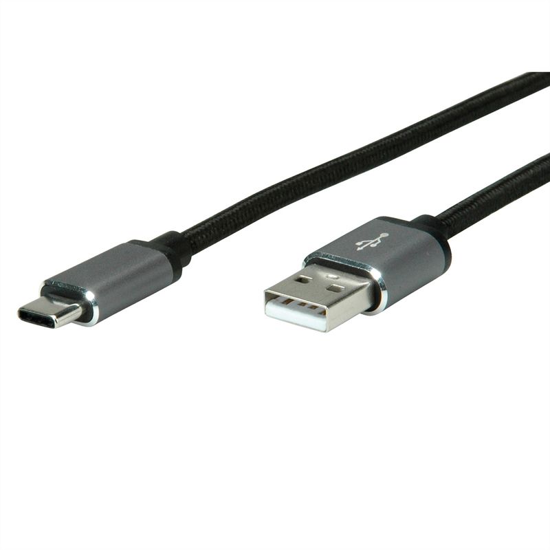 ROLINE USB 2.0 Kabel, Typ C - Typ A, ST/ST, schwarz, 0,8 m
