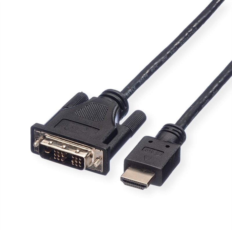 ROLINE Kabel DVI (18+1) ST - HDMI ST, schwarz, 1 m