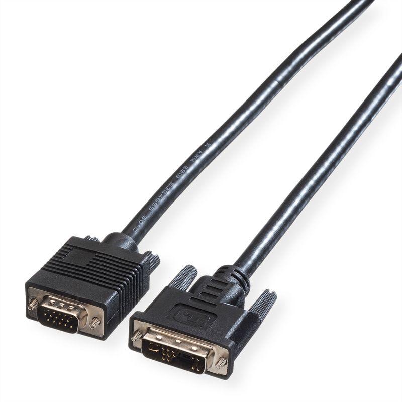 ROLINE DVI-VGA-Kabel, DVI (12+5) ST - HD15 ST, 5 m