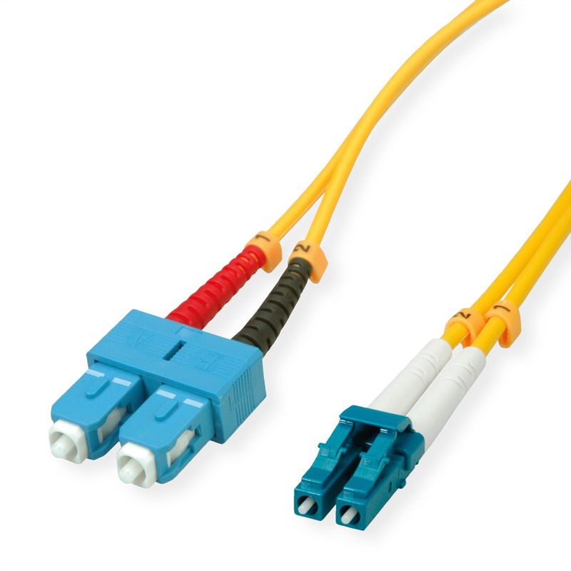 ROLINE LWL-Kabel Duplex, Single Mode 9/125µm OS2, LC/SC, gelb, 0,5 m