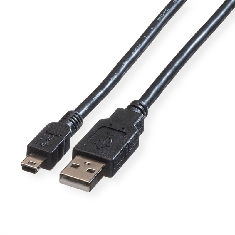 ROLINE USB 2.0 Kabel, Typ A - 5-Pin Mini, schwarz, 0,8 m