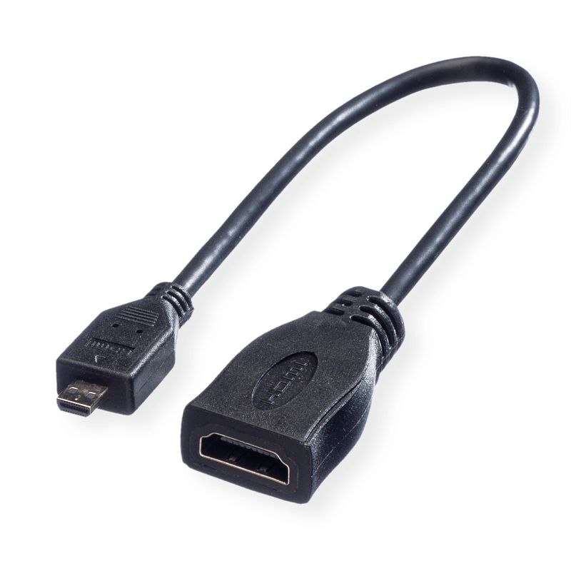 ROLINE HDMI High Speed Kabel mit Ethernet, HDMI BU - Micro HDMI ST, 0,15 m